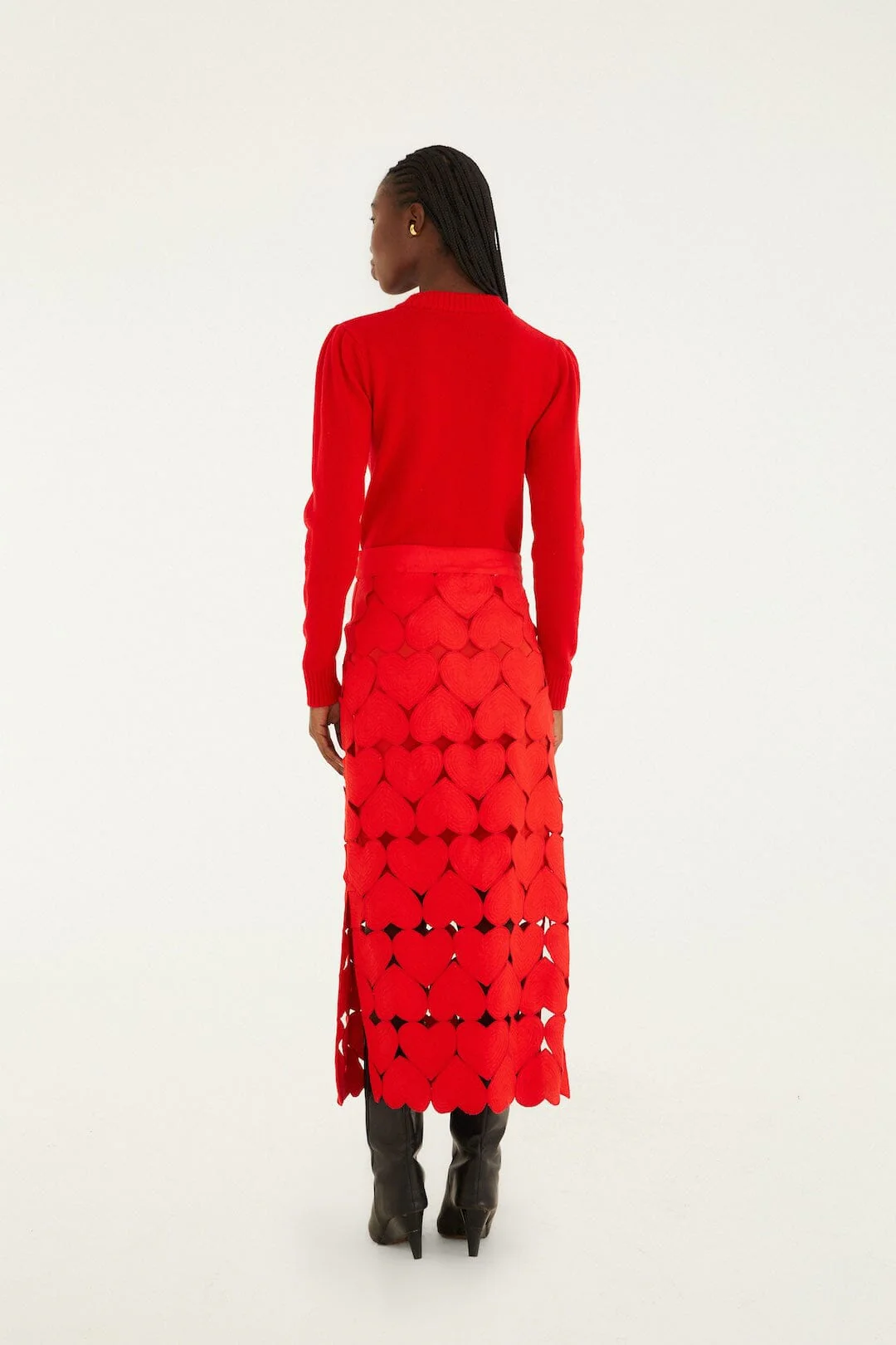 Red Hearts Euroflax Premium Linen Midi Skirt - Image 3
