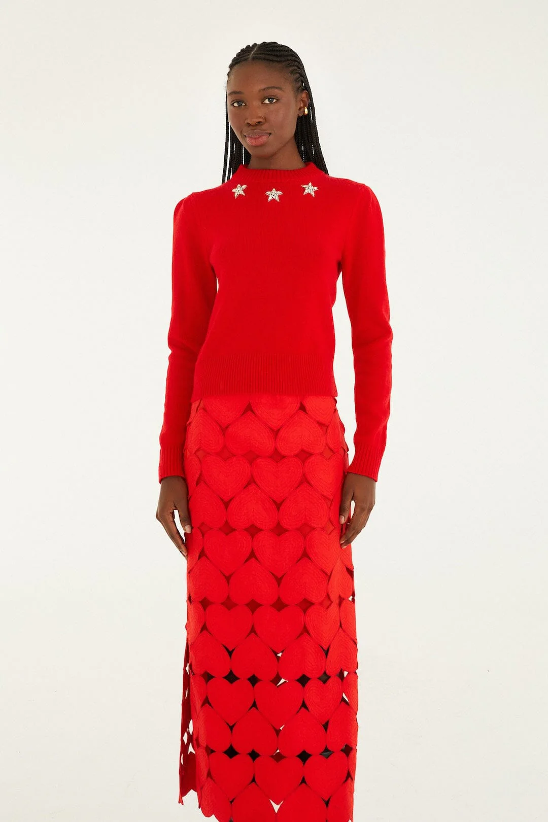 Red Hearts Euroflax Premium Linen Midi Skirt - Image 4