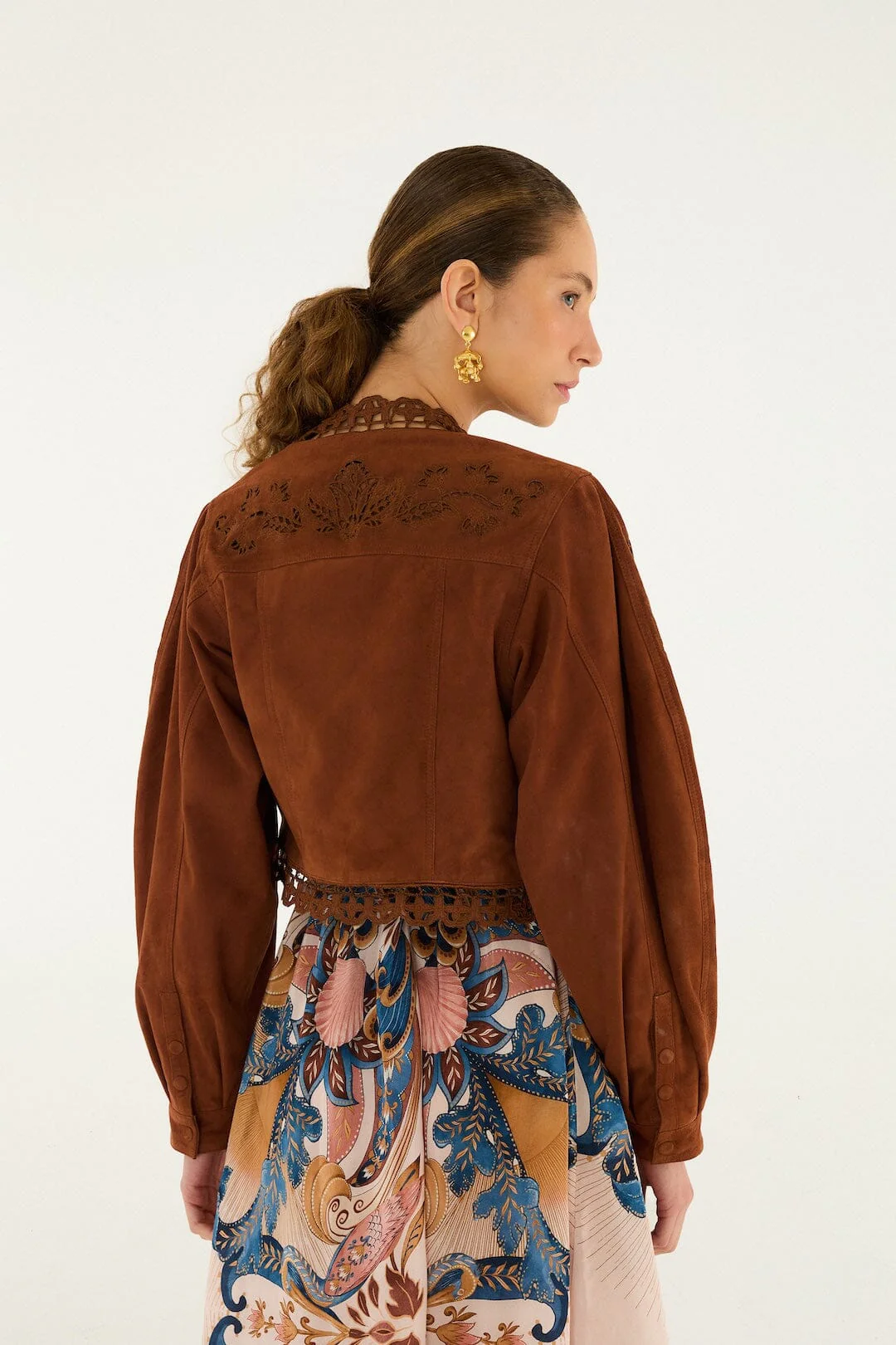 Caramel Richelieu Cropped Leather Jacket - Image 3