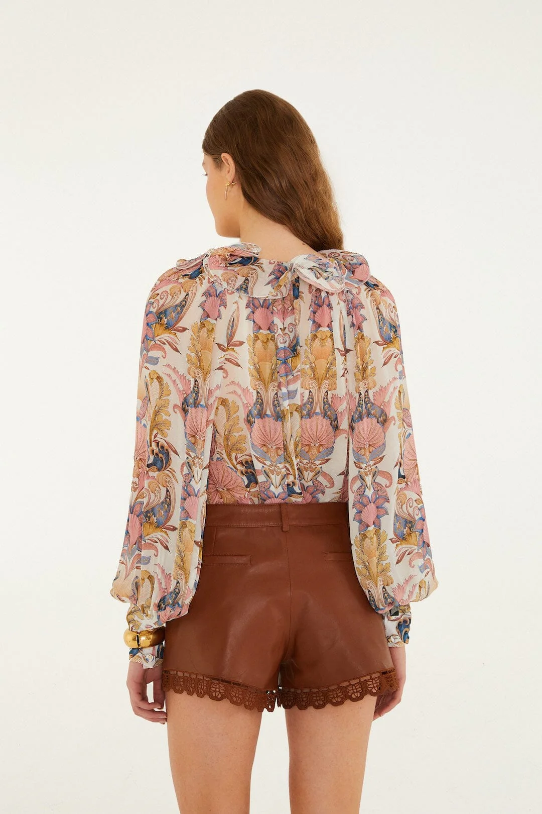 Caramel Richelieu Belt Loops Leather Shorts - Image 3