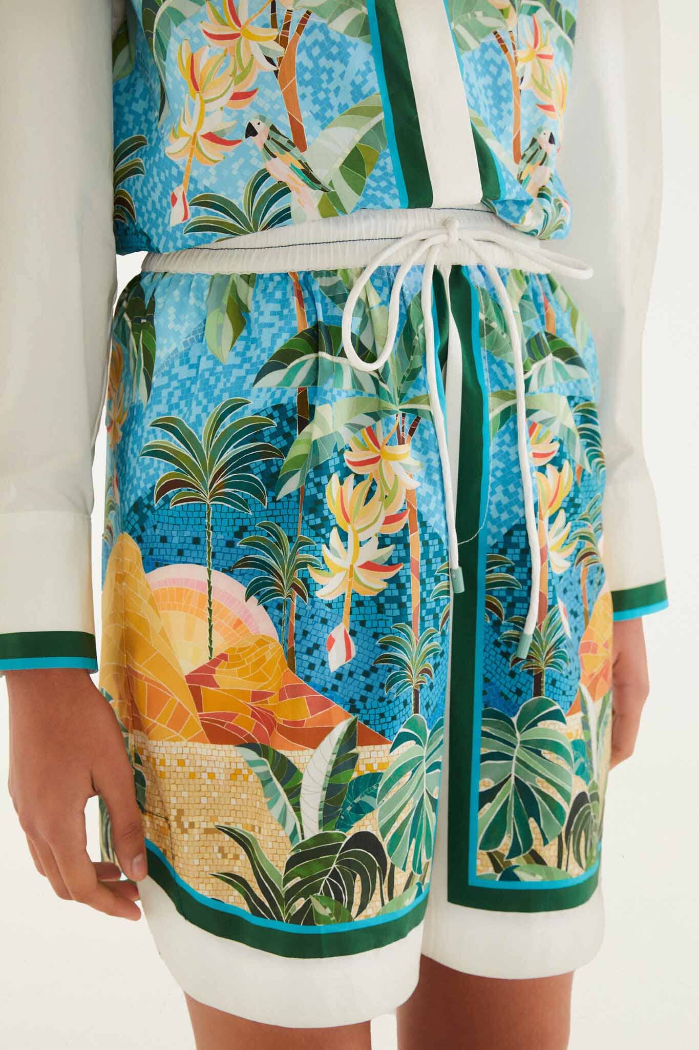 Multicolor Rio Mosaic Drawstring Pockets Shorts - Image 2