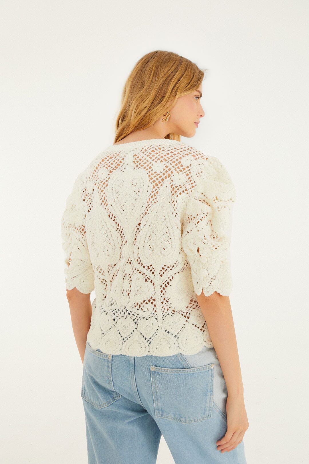 Off-White Rococo Hearts Crochet Cardigan - Image 3