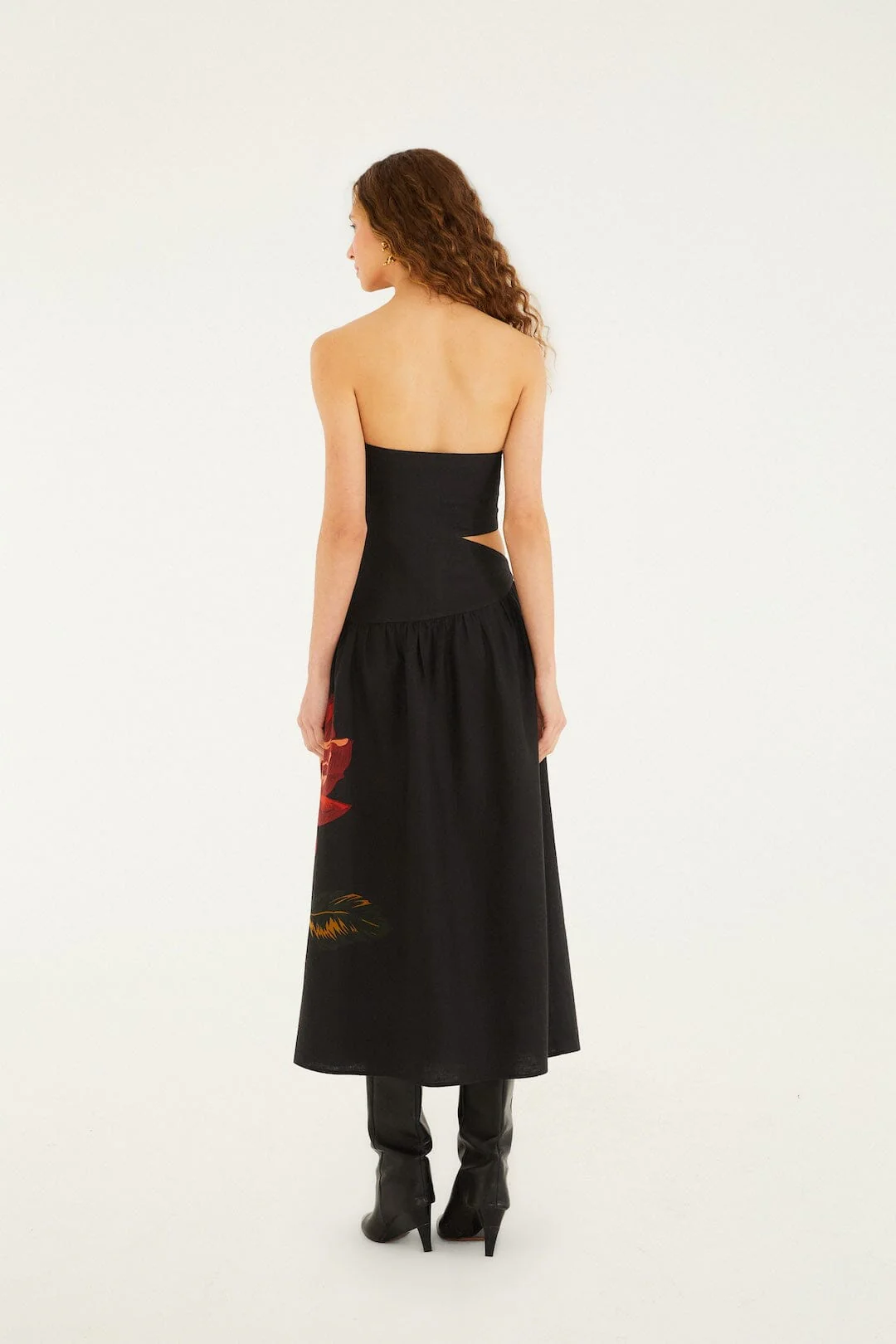 Black Rosalia Artisanal Lenzing™  Ecovero™  Euroflax™  Midi Dress - Image 3