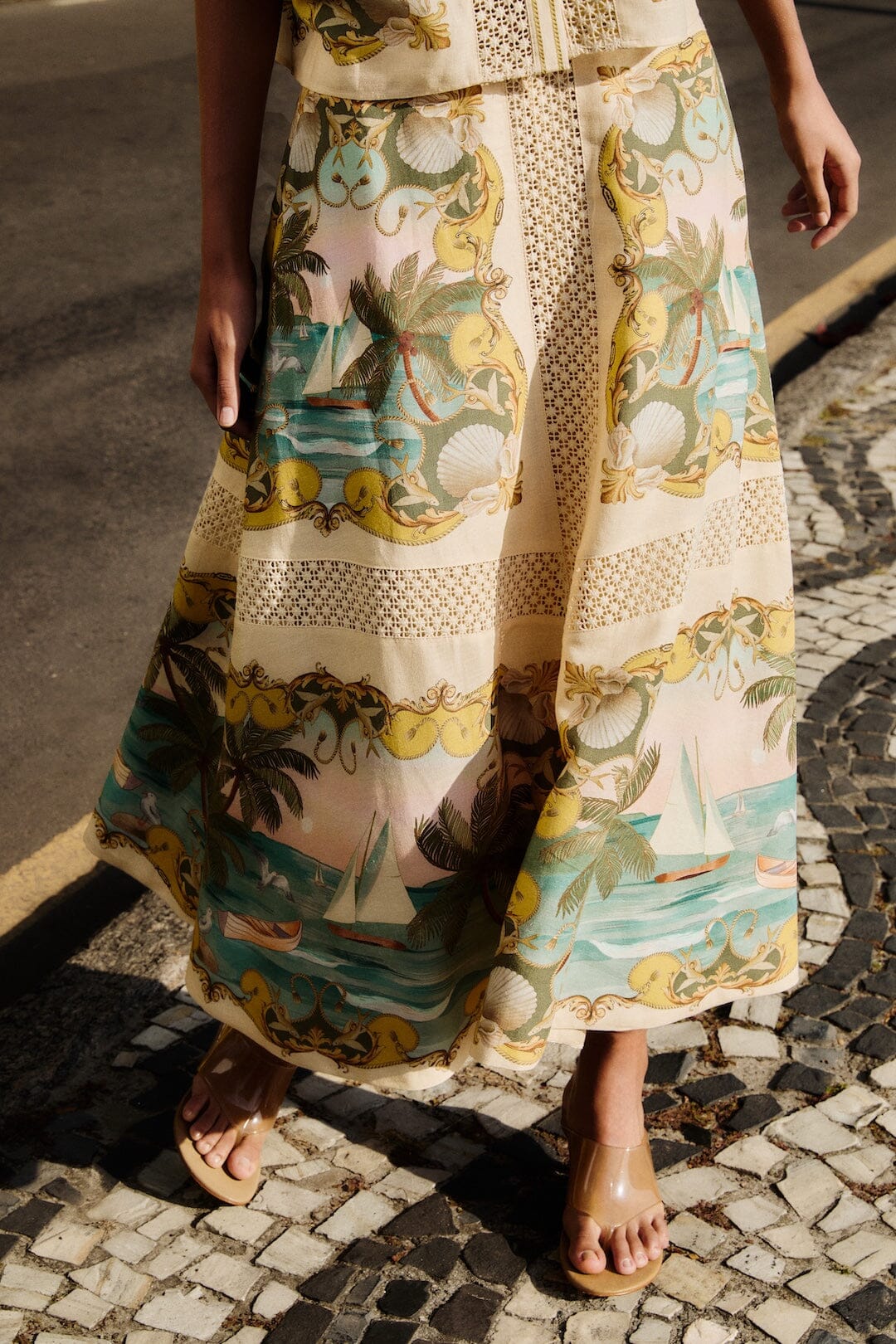 Sand Royal Sea Crochet Lenzing™ Ecovero™ Euroflax™ Midi Skirt - Image 2