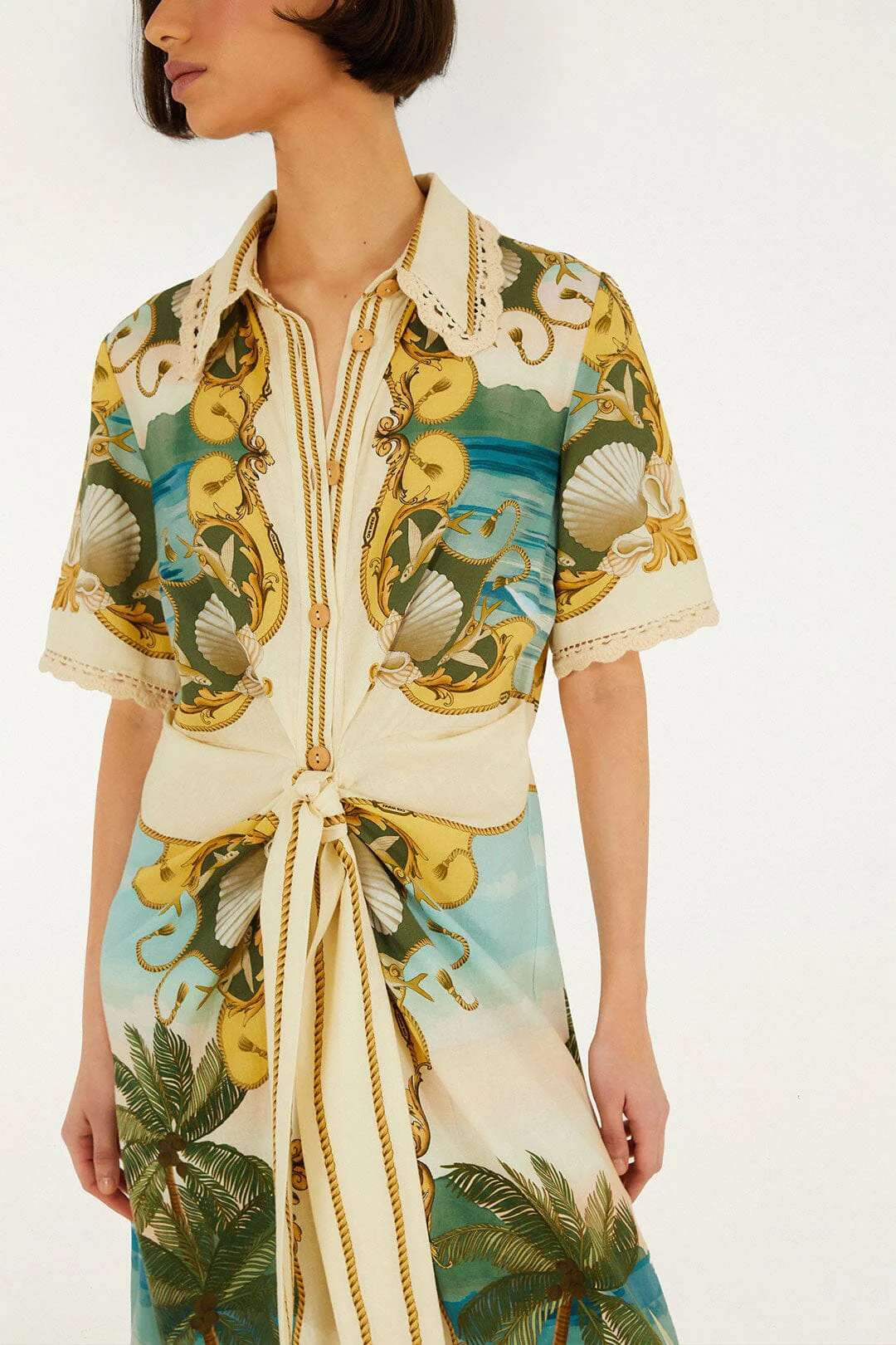 Off-White Royal Sea Collared Lenzing™ Ecovero™ Euroflax™ Midi Dress - Image 2