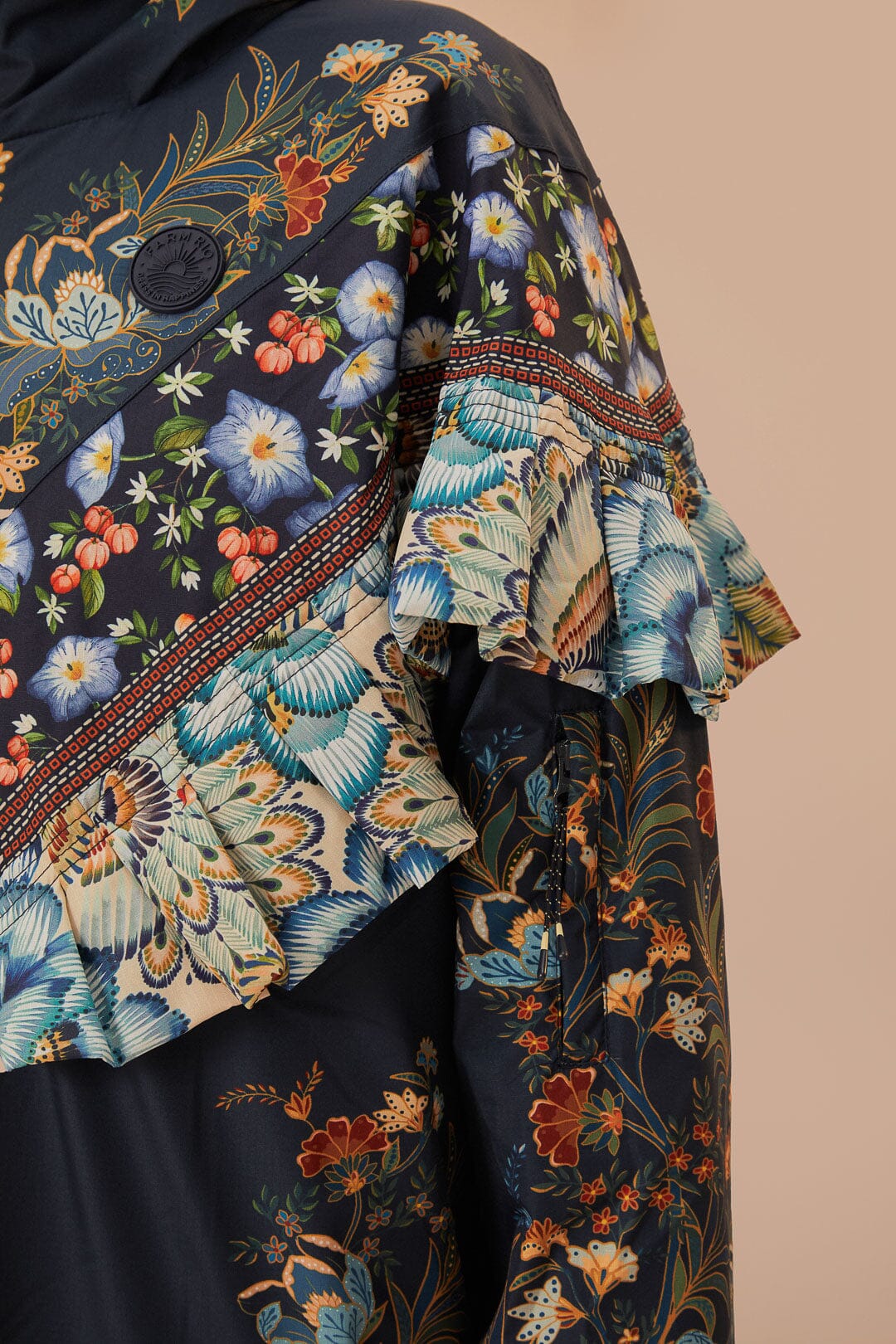 Black Flowers Ruffle Ski Jacket - Image 3