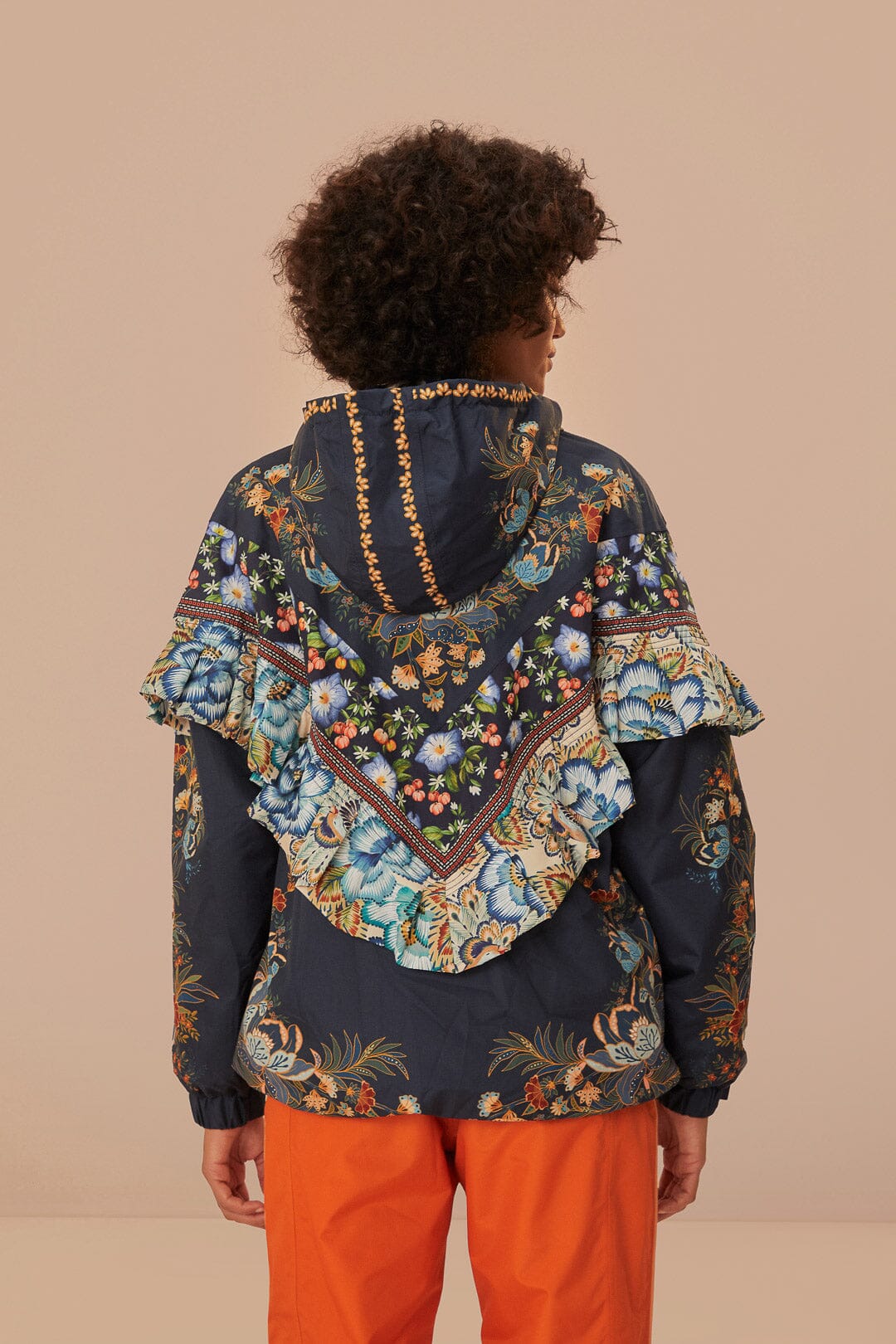 Black Flowers Ruffle Ski Jacket - Image 8