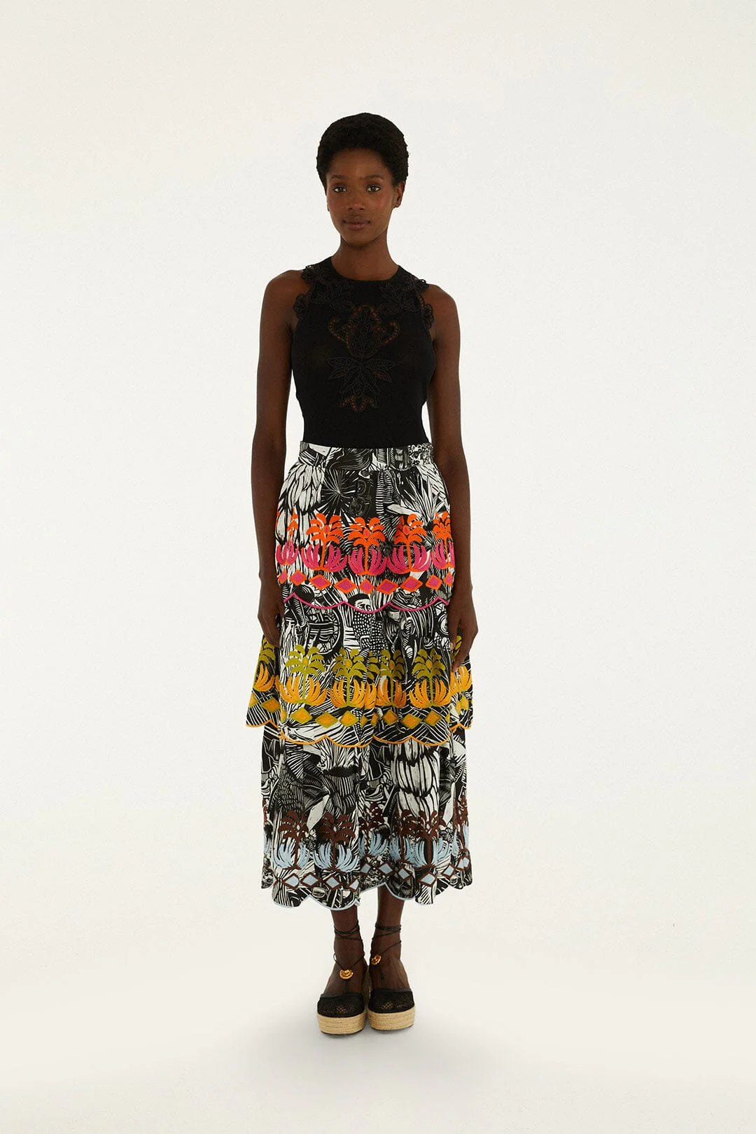 Black Ruta Layered Lenzing™ Ecovero™ Euroflax™ Maxi Skirt
