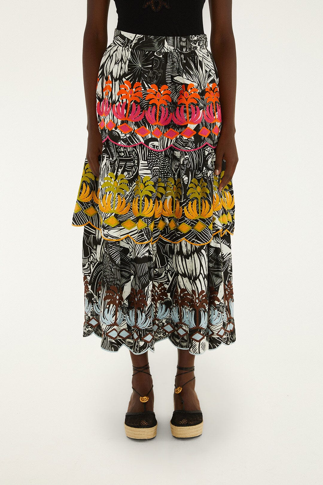 Black Ruta Layered Lenzing™ Ecovero™ Euroflax™ Maxi Skirt - Image 2