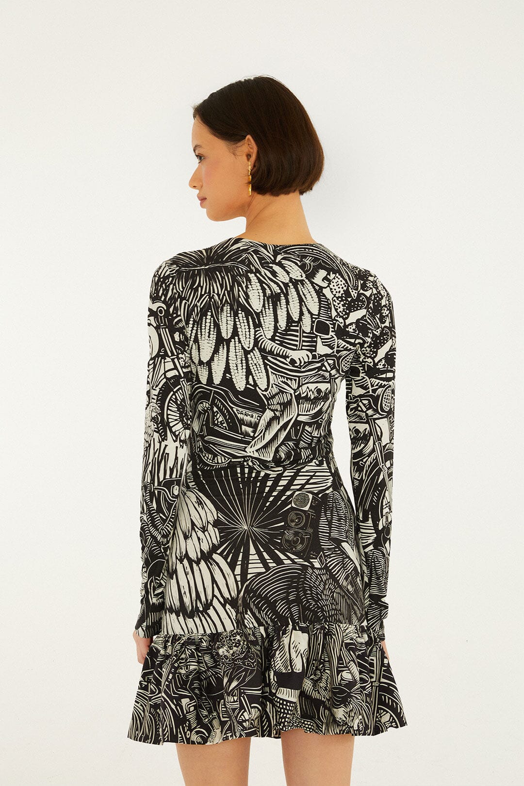 Black Ruta Ruffled Hem Mini Dress - Image 4