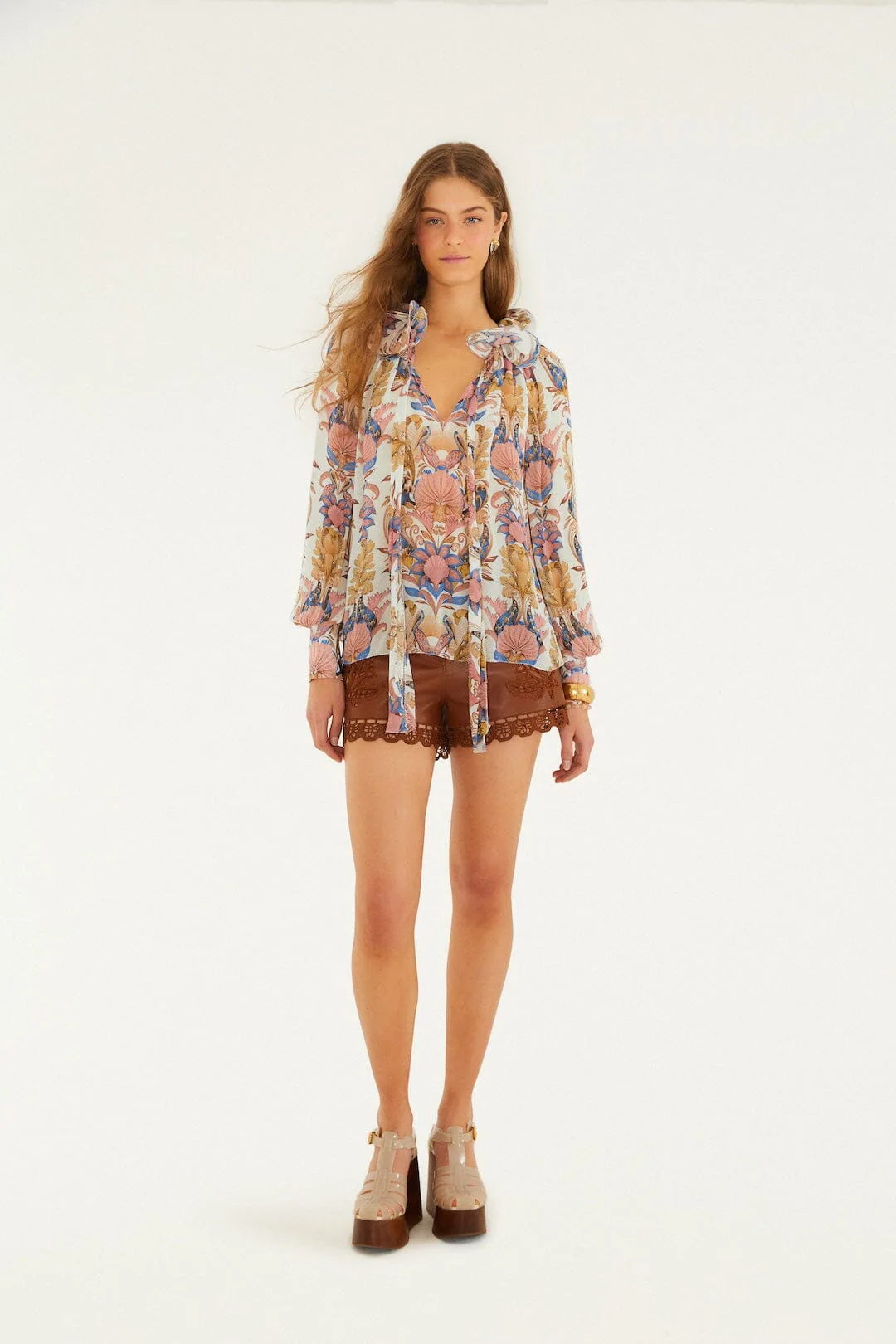 Off-White Sea Garden Ruffled Long Sleeve Blouse - Image 4
