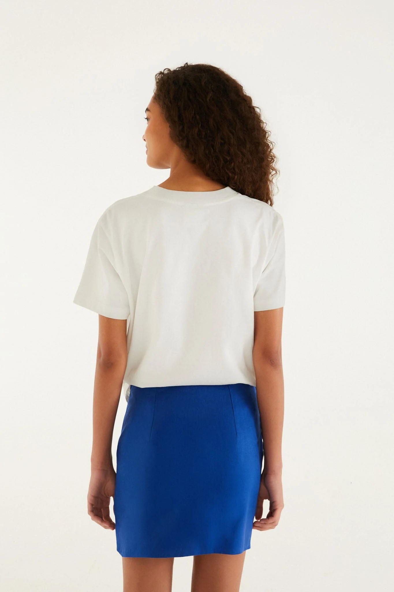 Blue Seahorse Embroidery Euroflax Premium Linen Mini Skirt - Image 4