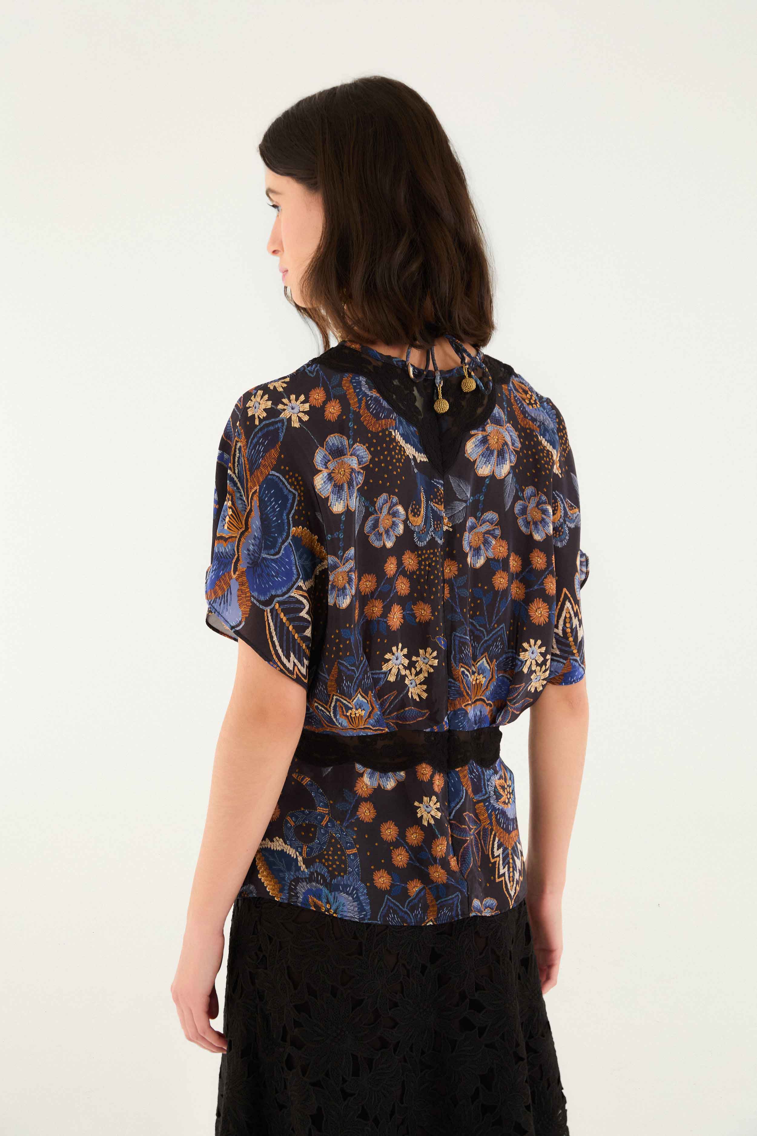 Black Snakes Bouquet Blouse - Image 3