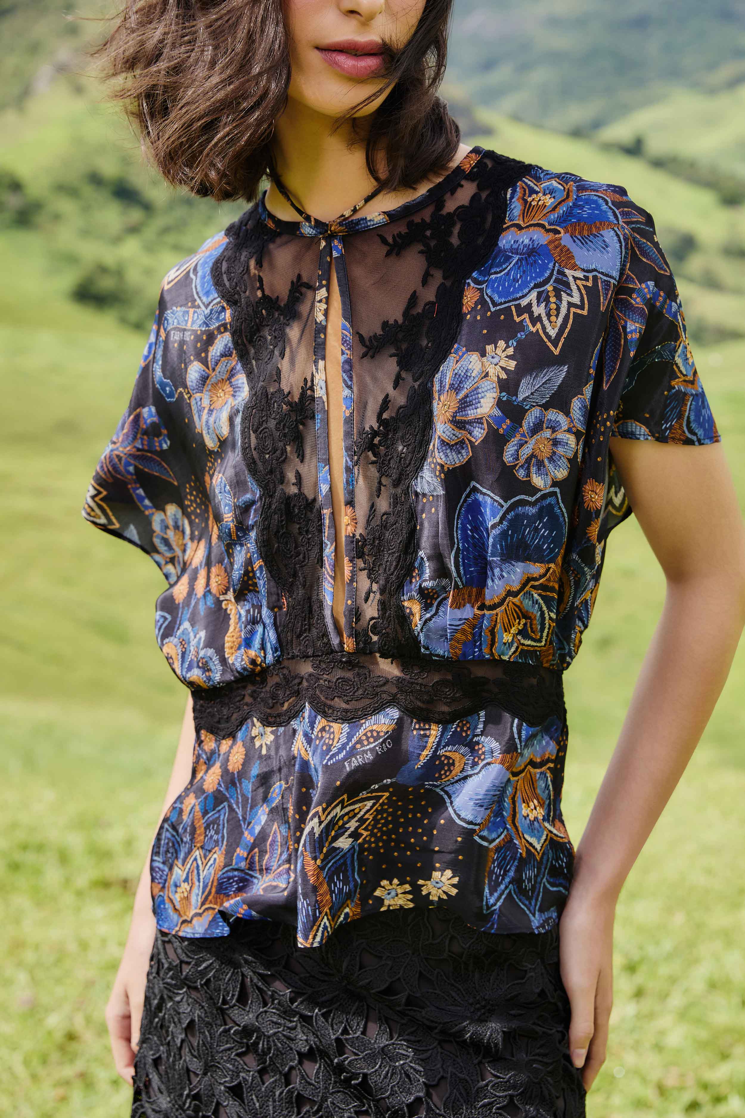 Black Snakes Bouquet Blouse - Image 4