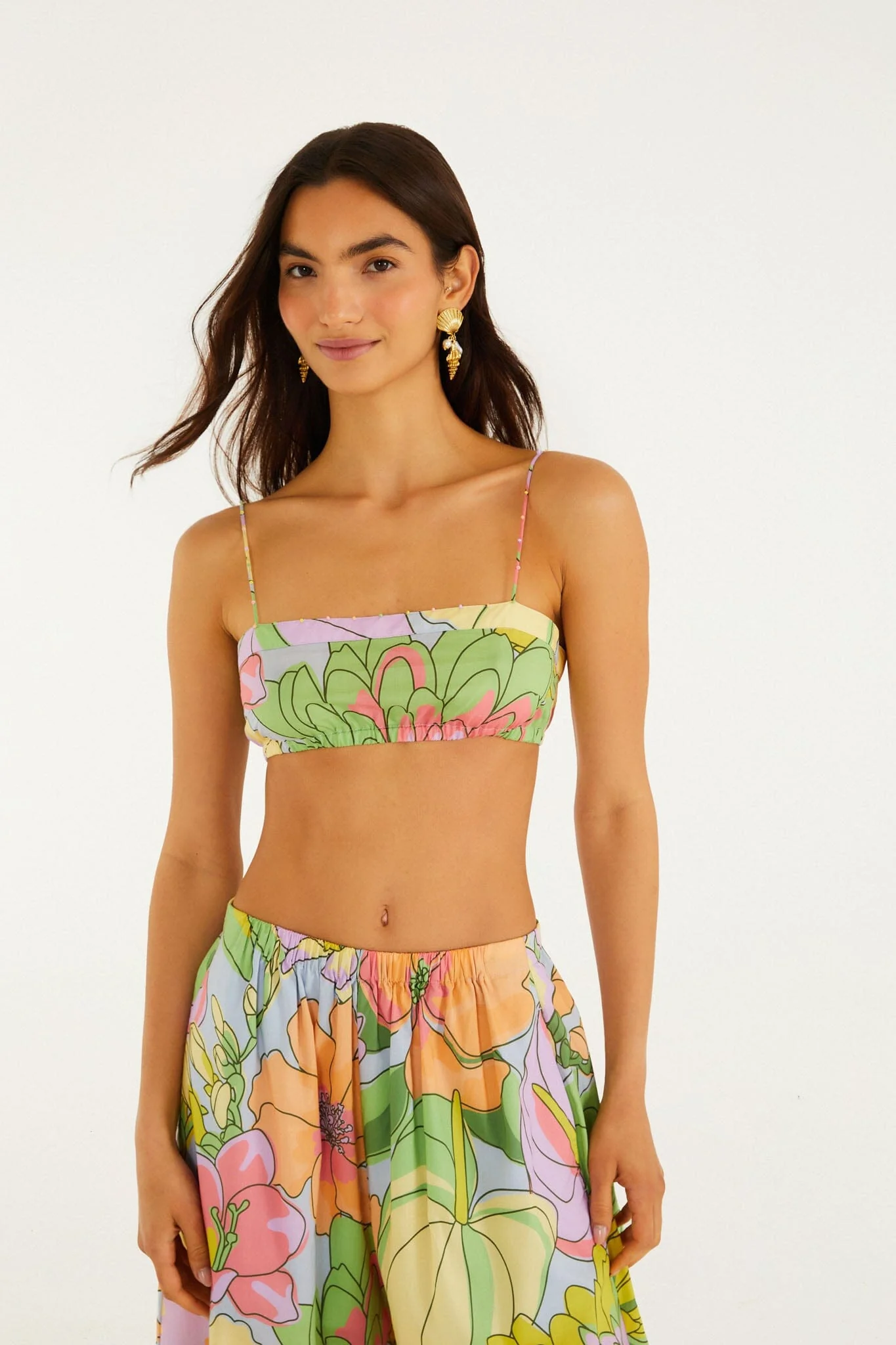 Multicolor Spring Affair Beaded Organic Cotton Crop Top - Image 2