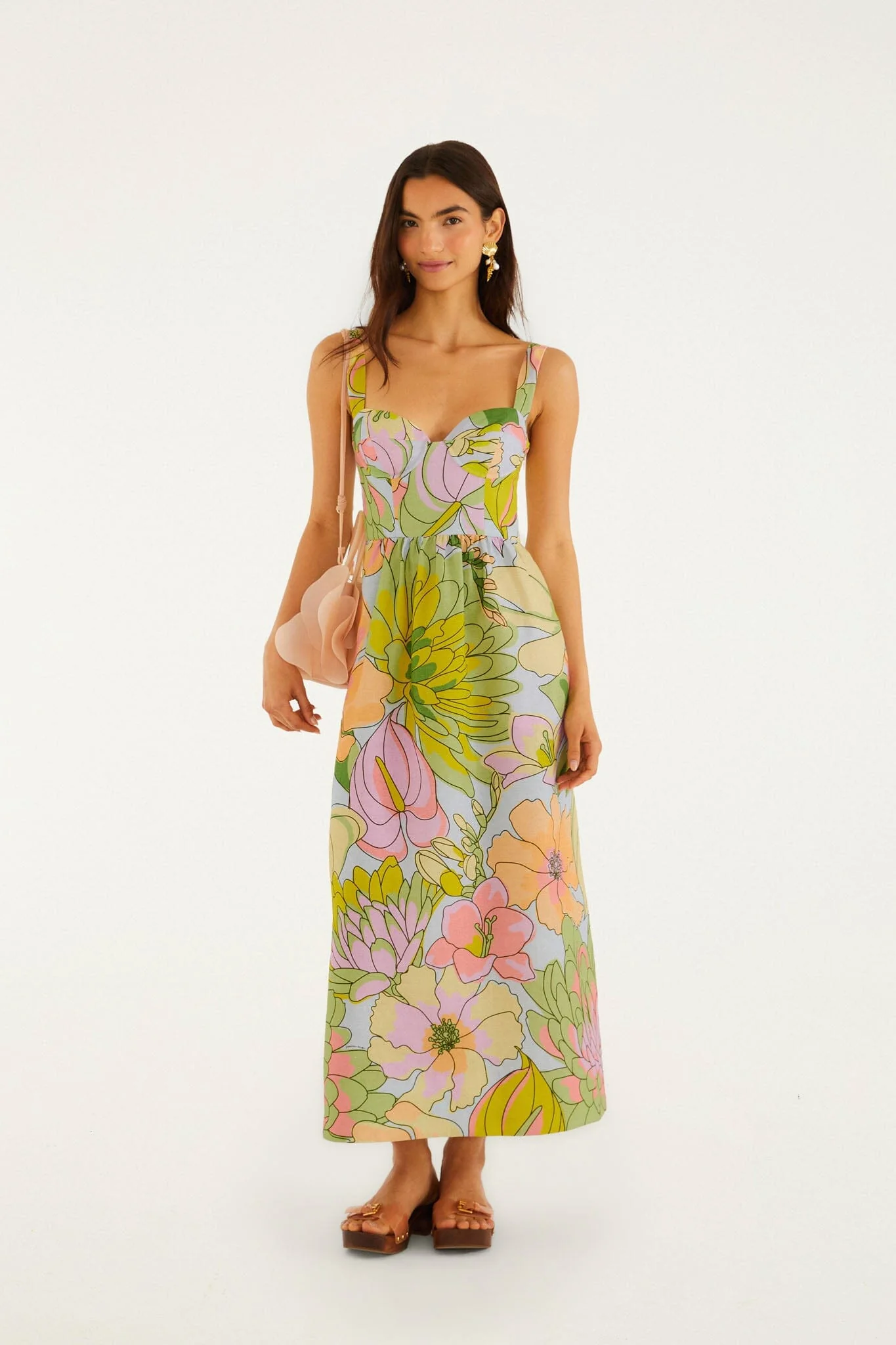 Light Blue Spring Affair Euroflax Premium Linen Maxi Dress