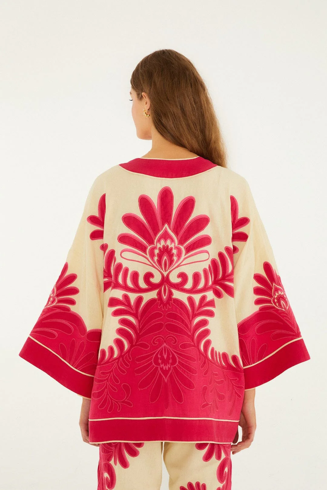Pink Spring Arabesc Cutwork Lenzing™ Ecovero™ Euroflax™ Kimono - Image 3