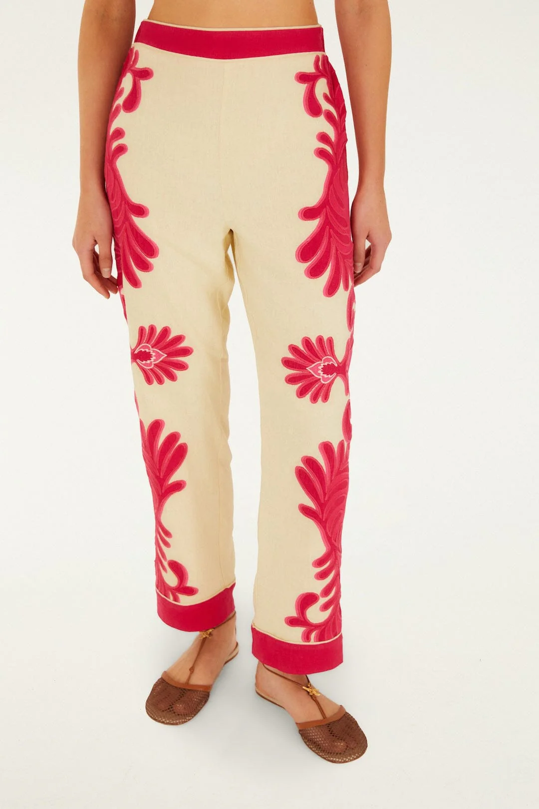 Pink Spring Arabesc Cutwork Lenzing™ Ecovero™ Euroflax™ Pants - Image 3