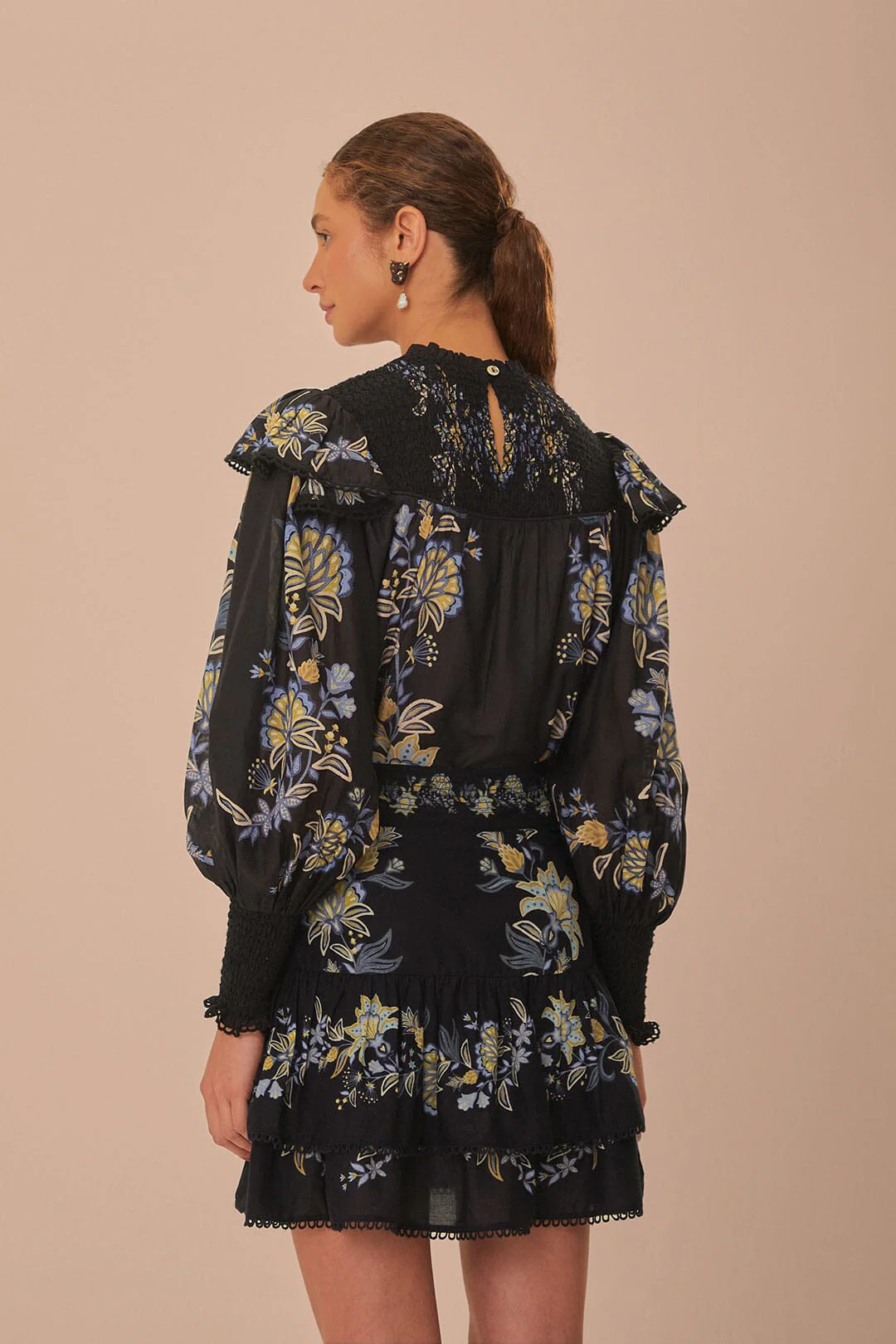 Black Stitched Garden Mini Skirt - Image 4