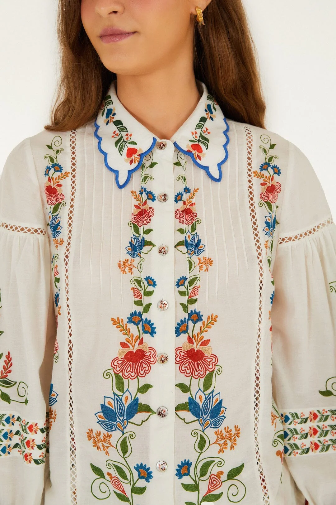 Off-White Stitched Garden Blouse - Image 2