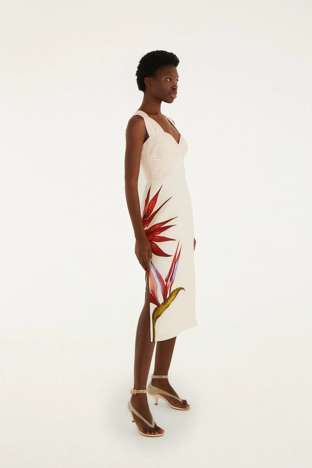 Sand Strelitzia Euroflax™ Premium Linen Midi Dress - Image 4