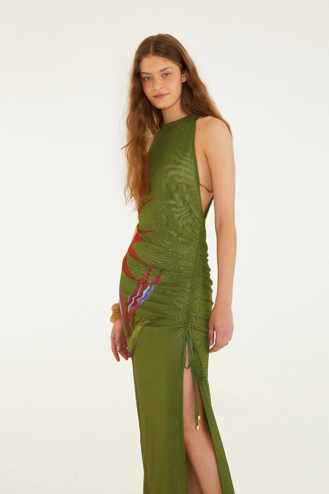 Dark Green Strelitzia Maxi Dress - Image 4