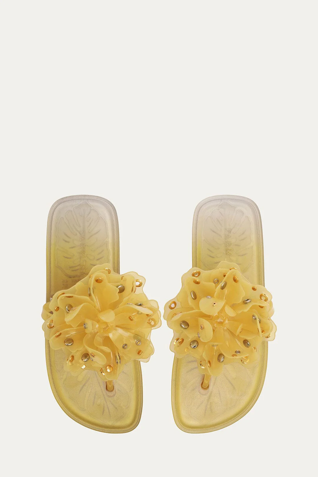 Yellow Studded Flower Jelly Flat Sandal - Image 4