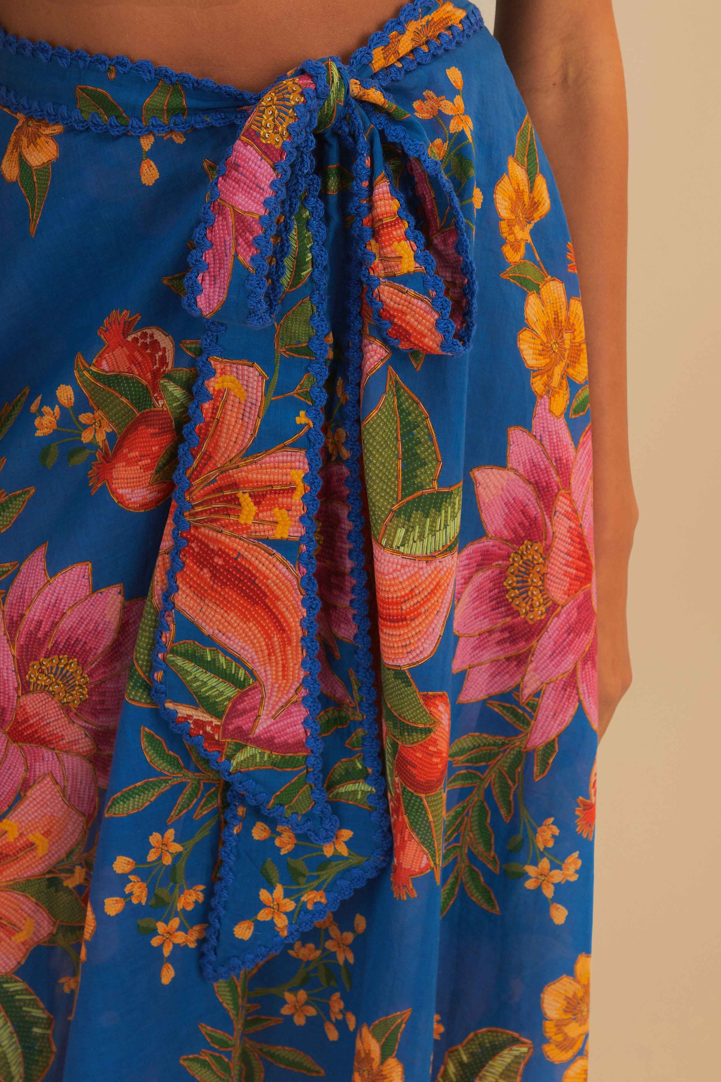 Blue Summer Fruit Midi Skirt - Image 5