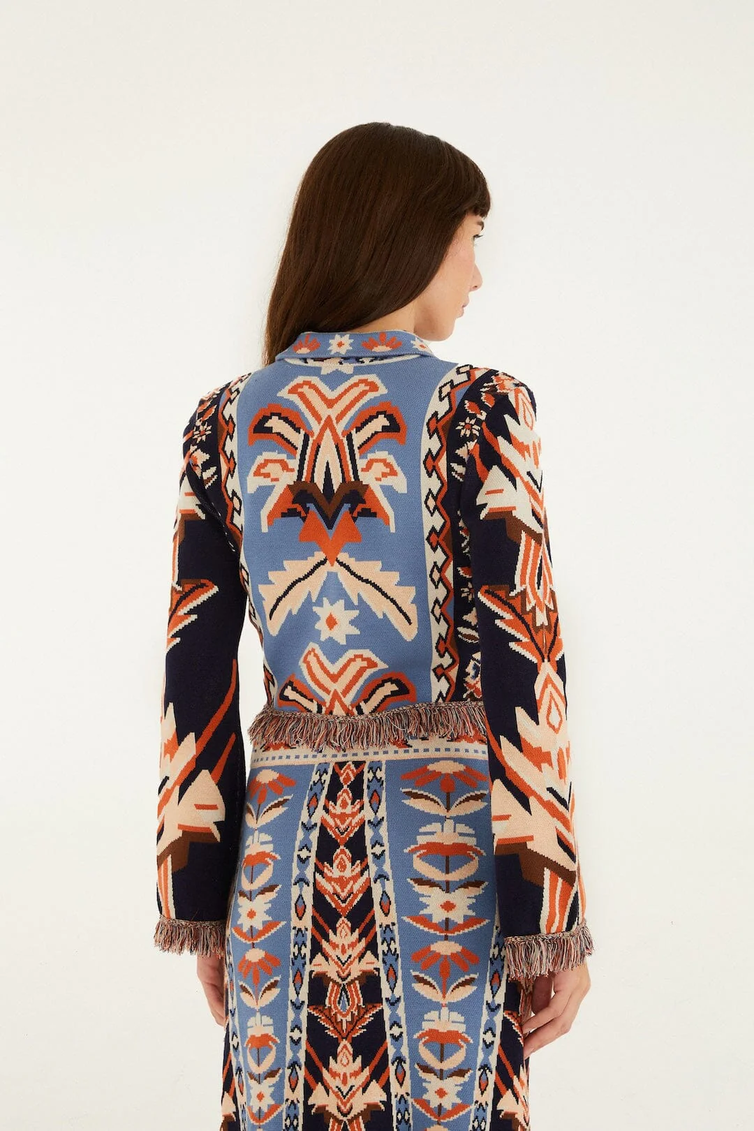 Multicolor Tapestry Fringes Knit Top - Image 3
