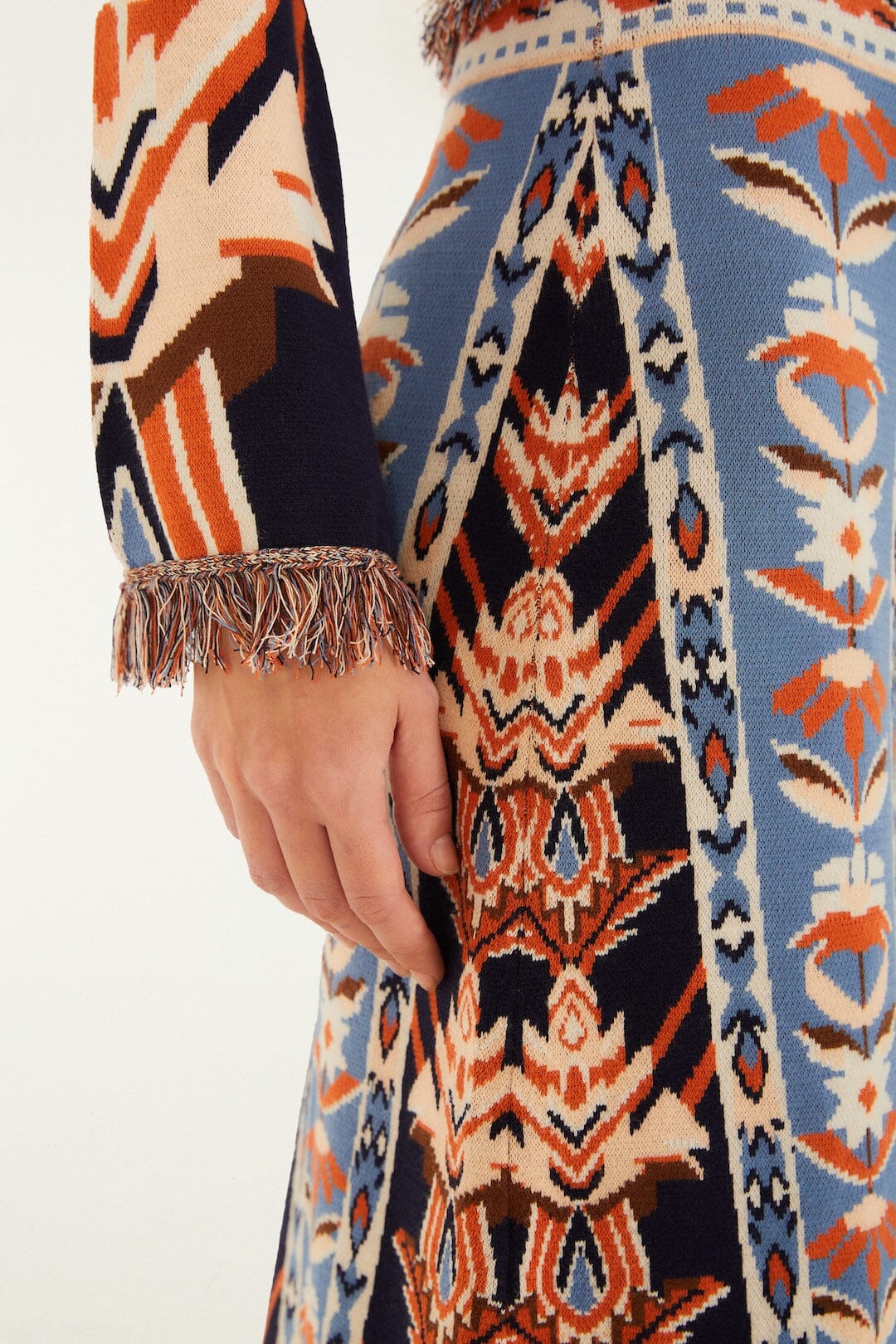 Multicolor Tapestry Fringes Knit Top - Image 5