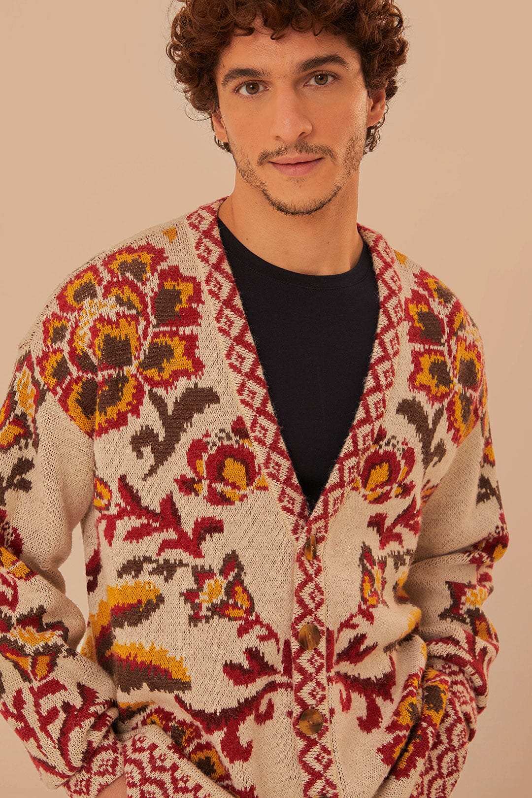 Cream Toucans Scarf Knit Cardigan - Image 2