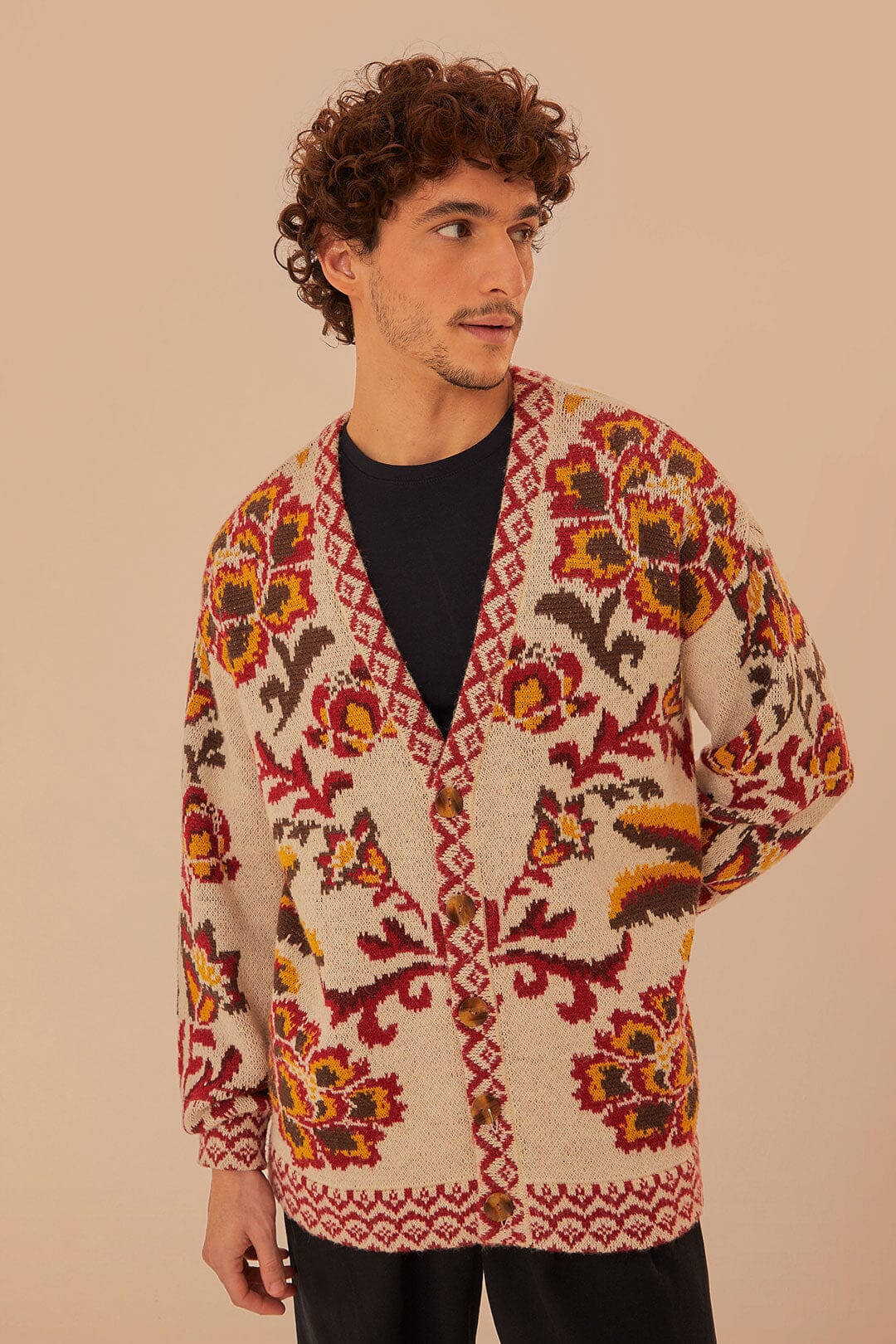 Cream Toucans Scarf Knit Cardigan - Image 3