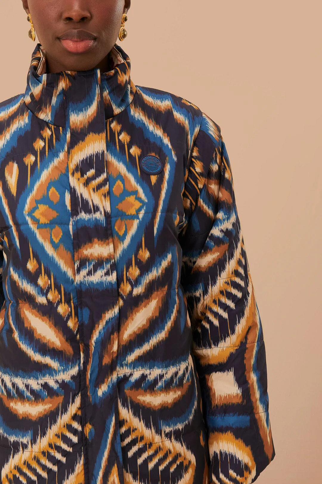 Cream Toucans Scarf Reversible Puffer Jacket - Image 4