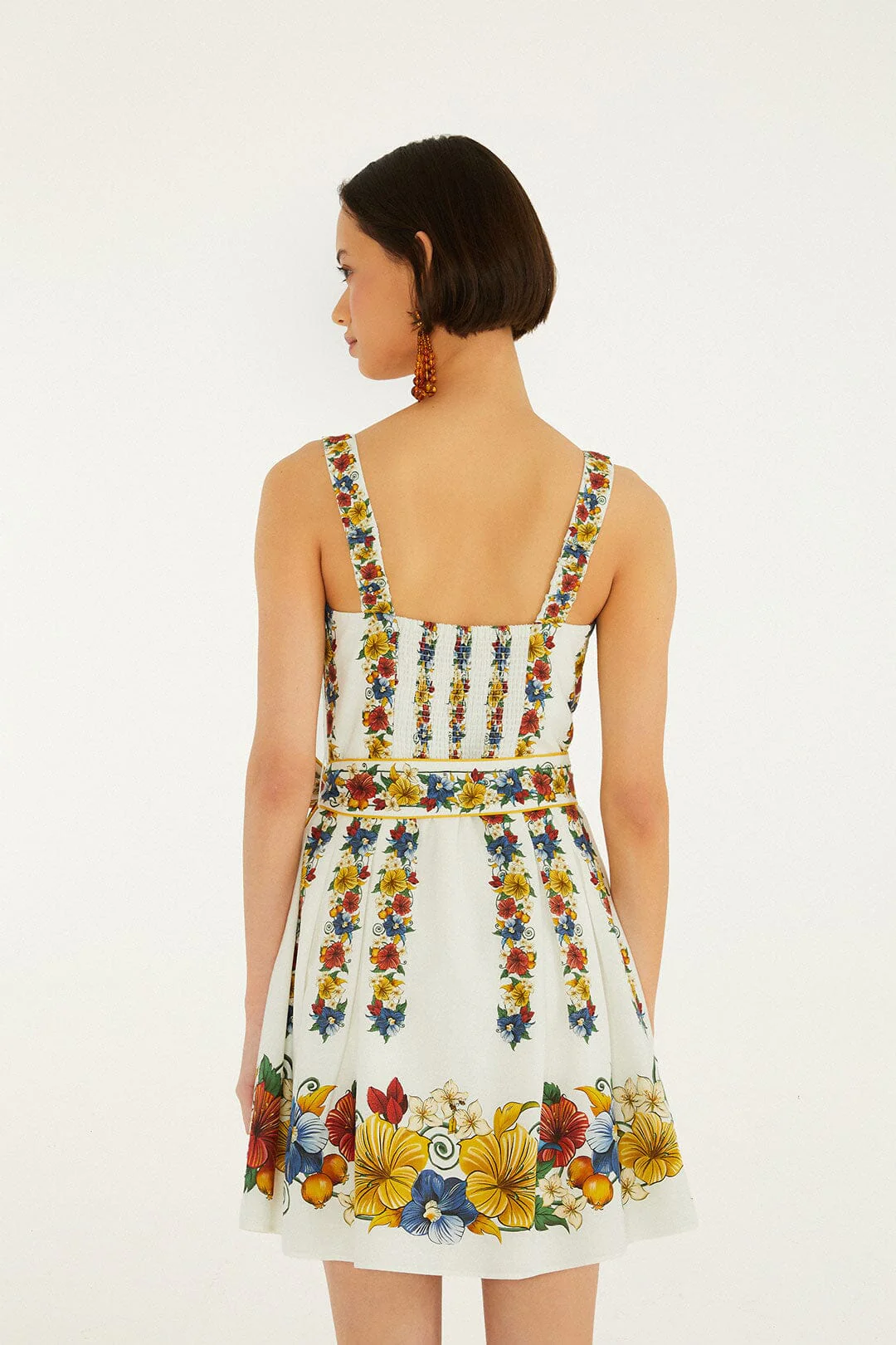 Off-White Tropi Belted Lenzing™ Ecovero™ Euroflax™ Mini Dress - Image 4