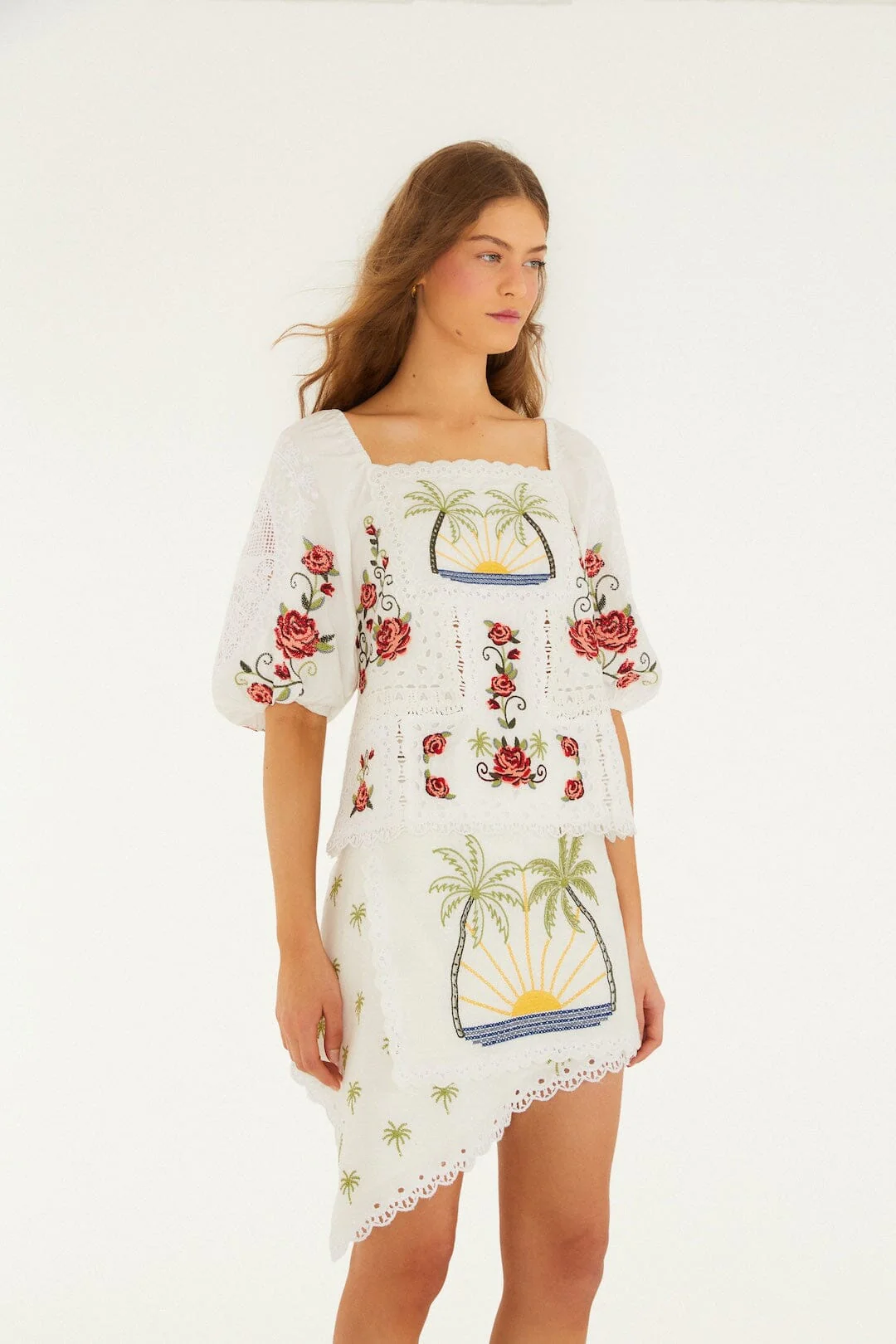 Off-White Tropi Scarf Embroidered Euroflax™ Premium Linen Mini Skirt