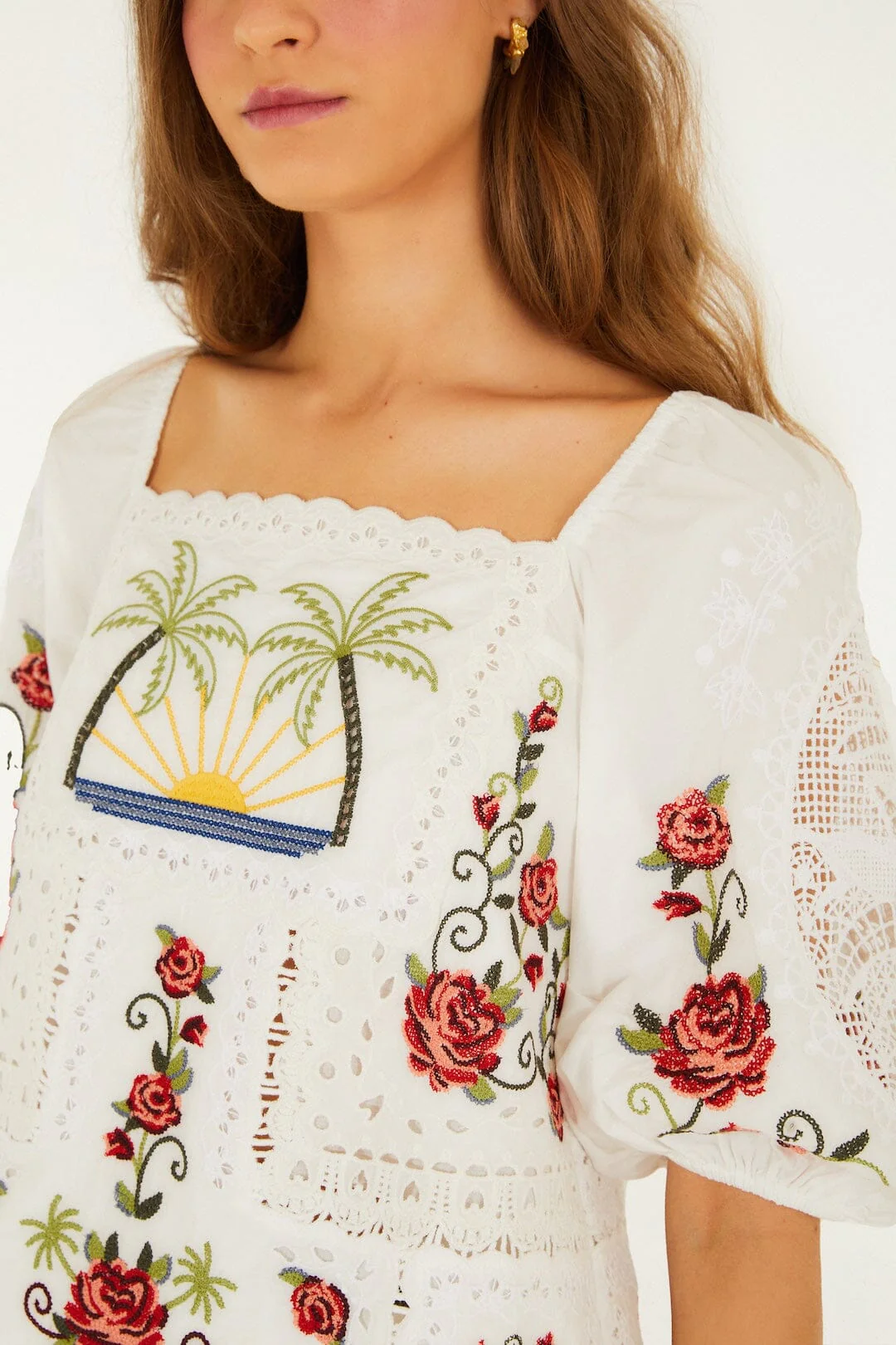 Off-White Tropi Scarf Embroidered Organic Cotton Blouse - Image 2