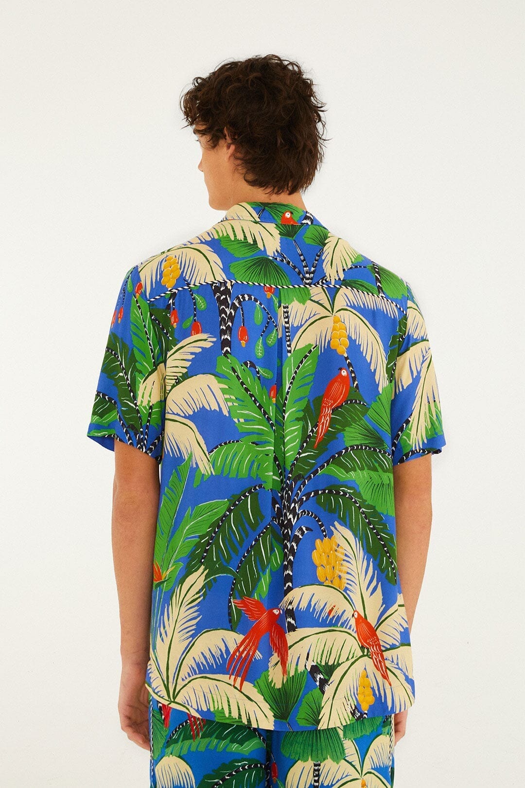 Blue Tropical Island Short Sleeve Lenzing™ Ecovero™ Viscose Shirt - Image 3