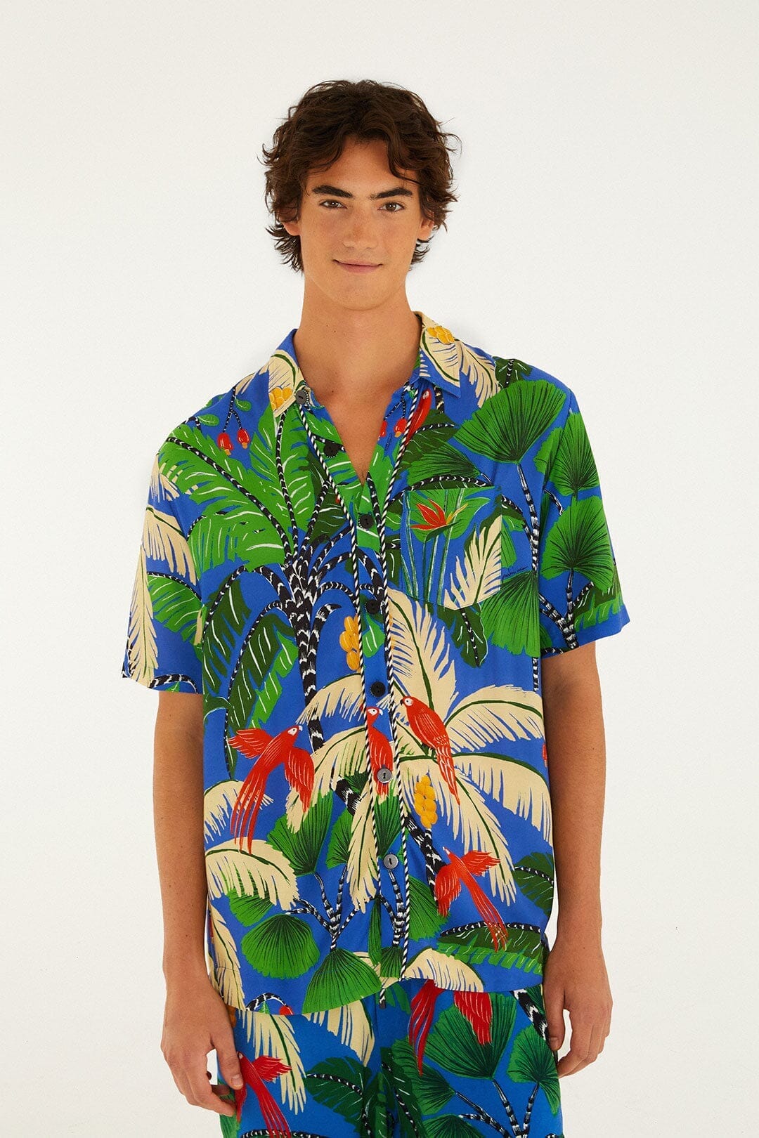 Blue Tropical Island Short Sleeve Lenzing™ Ecovero™ Viscose Shirt - Image 4