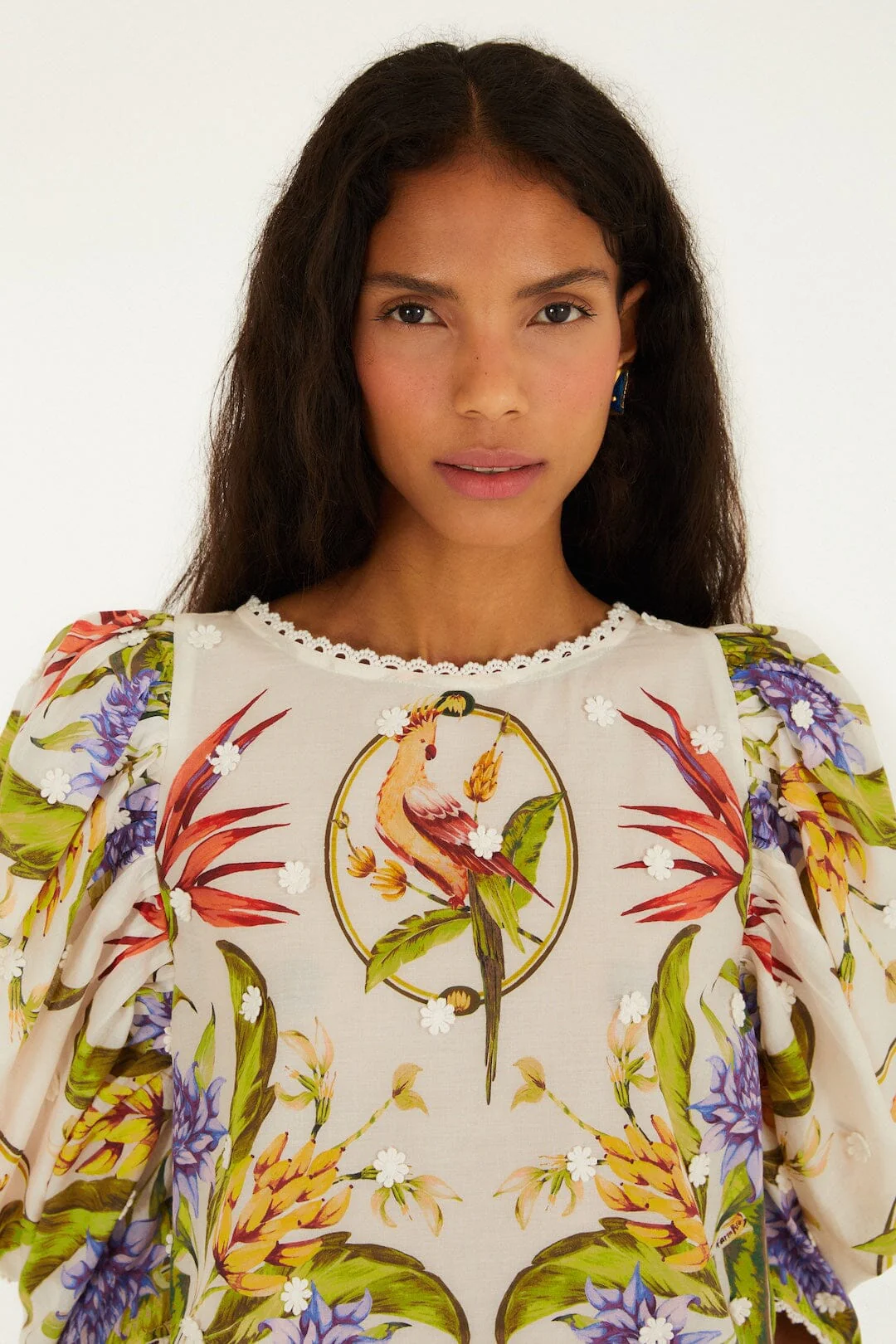 Sand Tropical Scarf Blouse - Image 2