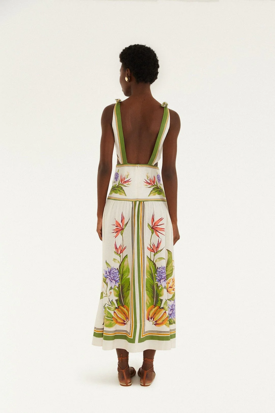 Sand Tropical Scarf Lenzing™ Ecovero™ Euroflax™ Maxi Dress - Image 3