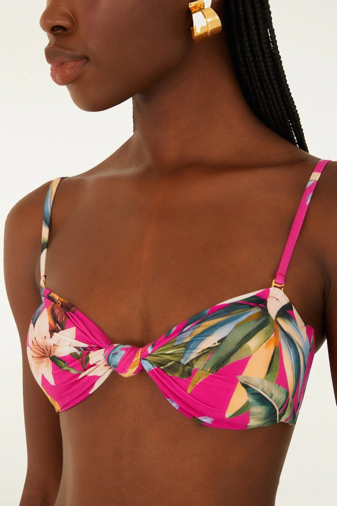 Pink Tropicalia Front Knot Bikini Top - Image 4
