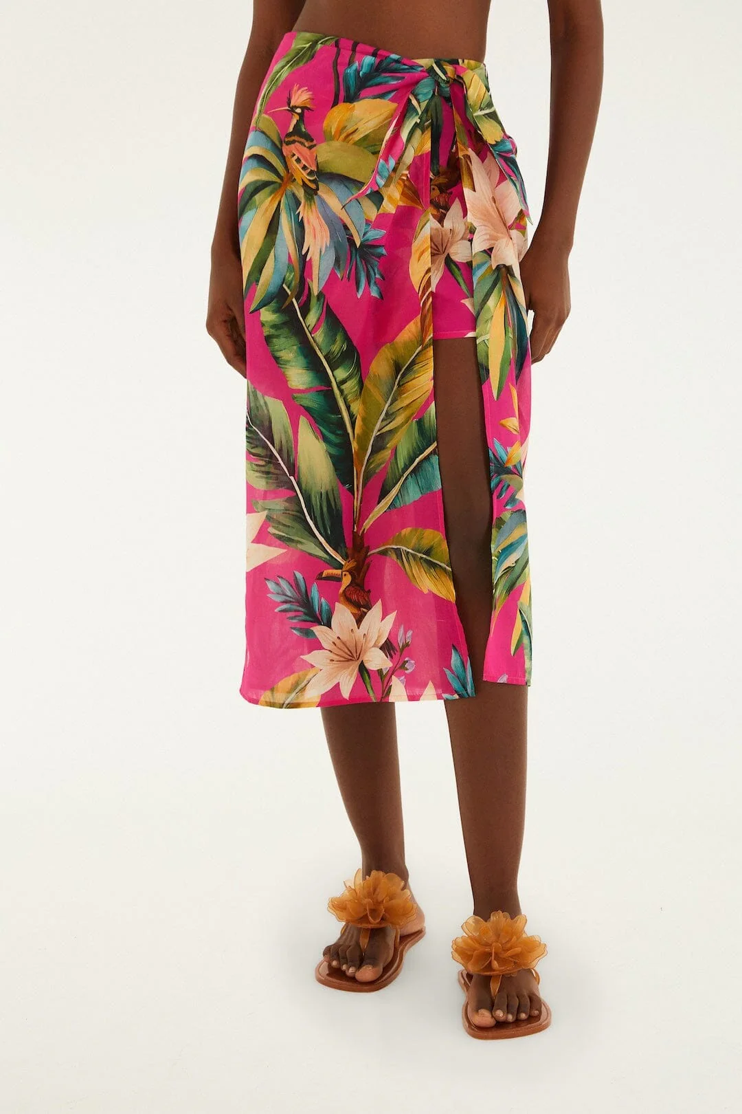 Pink Tropicalia Side Slit Midi Skirt - Image 2