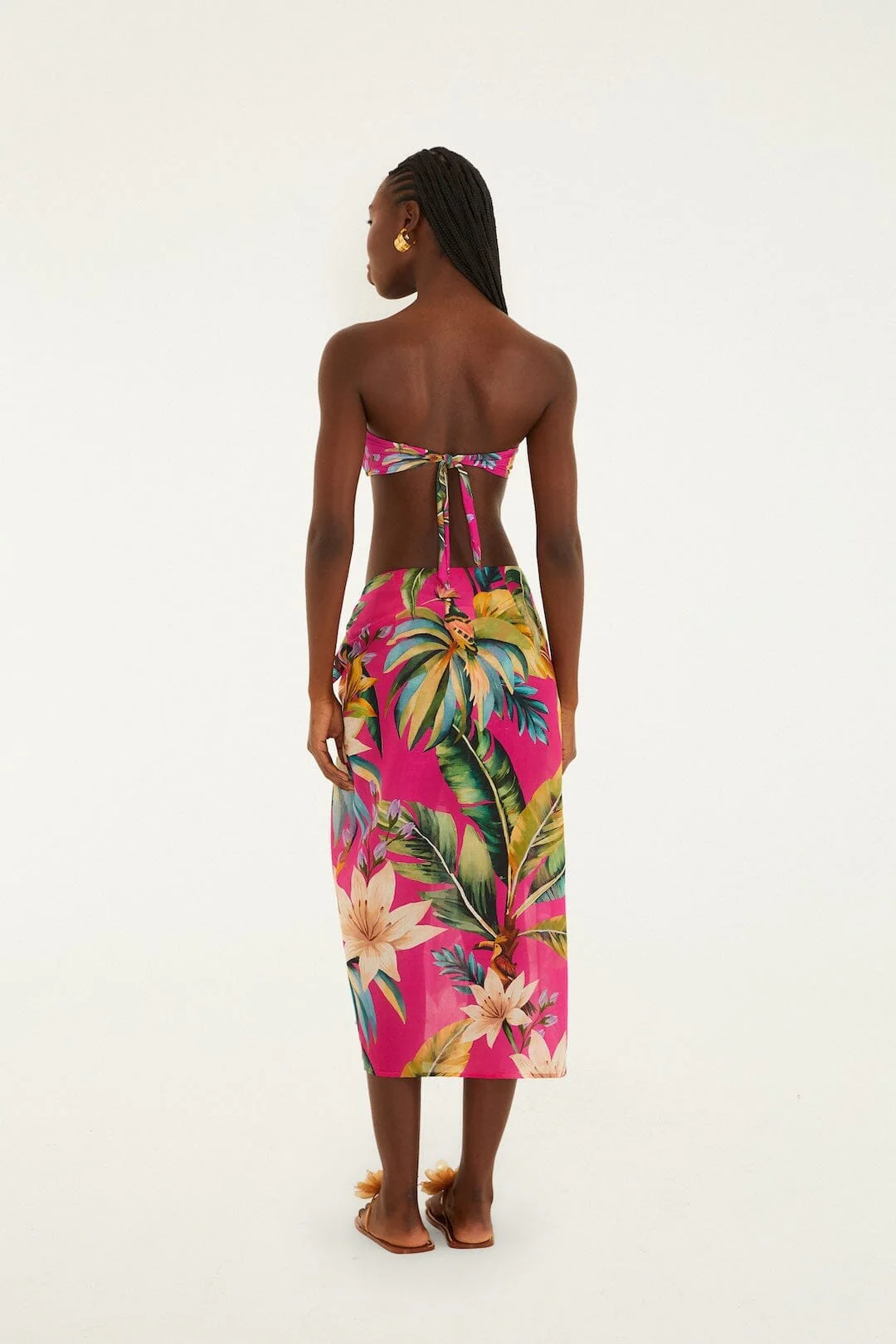 Pink Tropicalia Side Slit Midi Skirt - Image 3