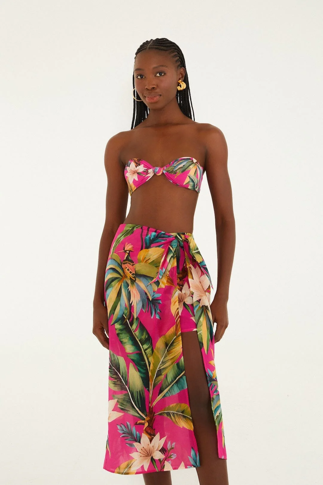 Pink Tropicalia Side Slit Midi Skirt - Image 4