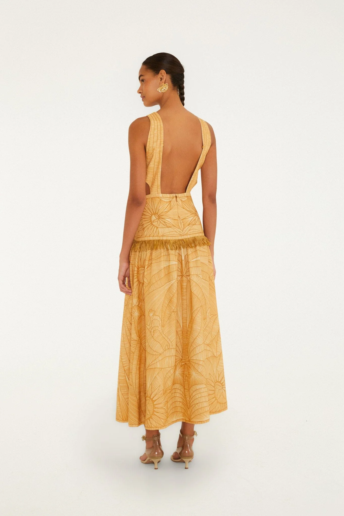 Caramel Usiacuri Cut-Out Lenzing™ Ecovero™ Euroflax™ Maxi Dress - Image 4