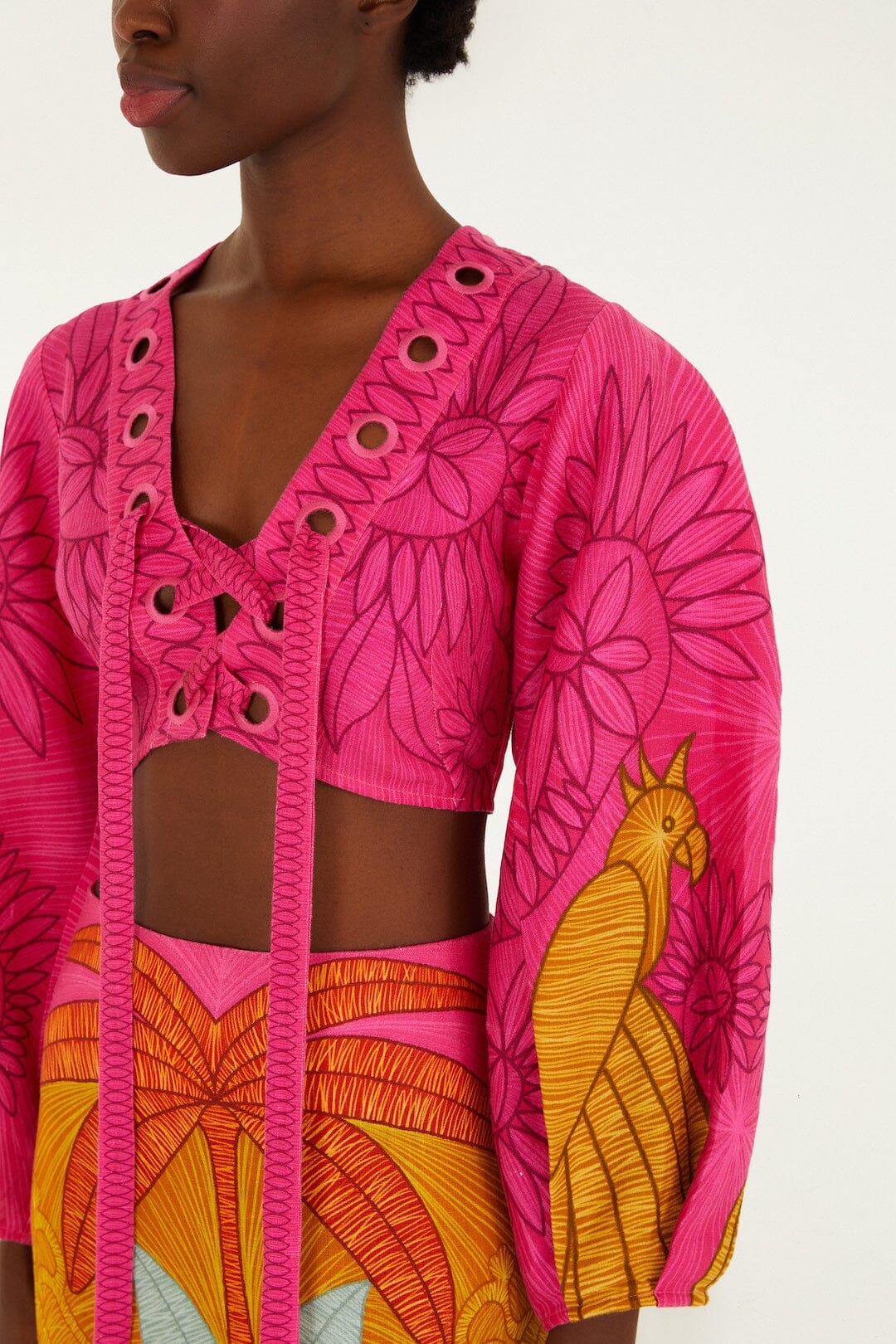 Multicolor Usiacuri Euroflax™ Premium Linen Eyelet Blouse - Image 2