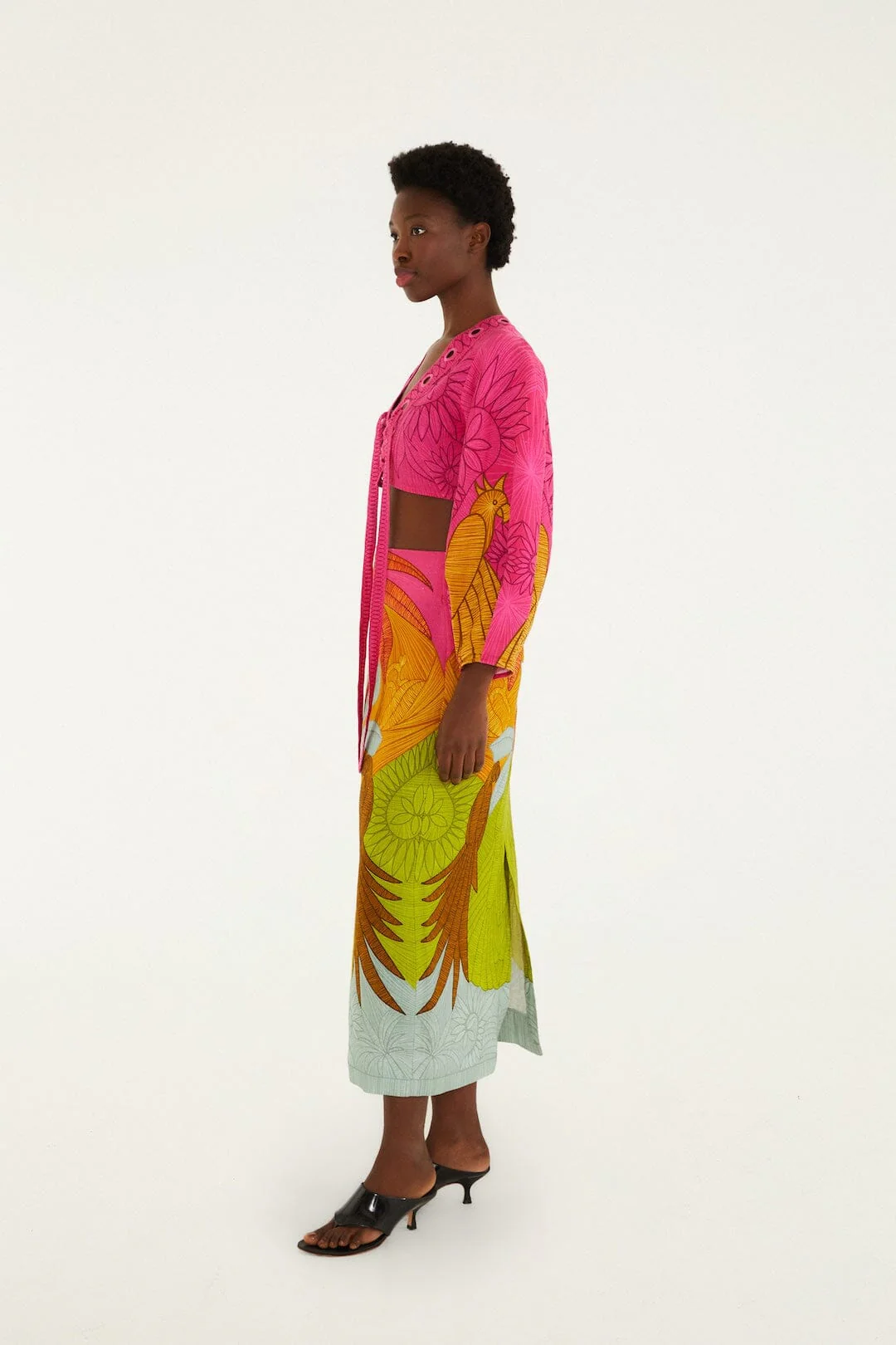 Multicolor Usiacuri Euroflax™ Premium Linen Midi Skirt - Image 4