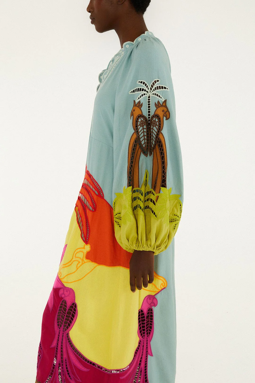 Multicolor Usiacuri Embroidered Lenzing™ Ecovero™ Euroflax™ Richelieu Maxi Dress - Image 2