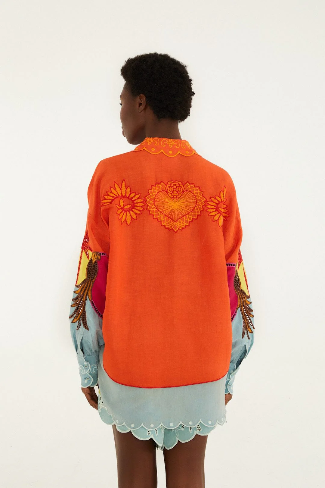 Multicolor Usiacuri Embroidered Lenzing™ Ecovero™ Euroflax™ Richelieu Shirt - Image 3