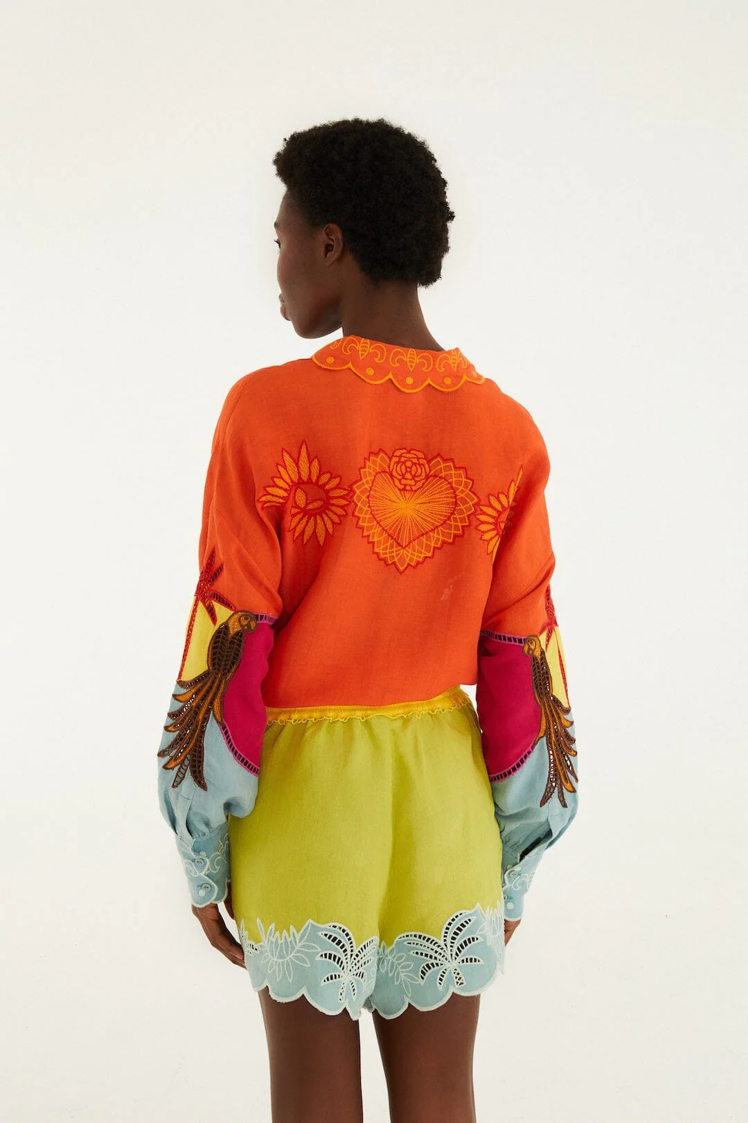 Multicolor Usiacuri Embroidered Lenzing™ Ecovero™ Euroflax™ Richelieu Shorts - Image 3